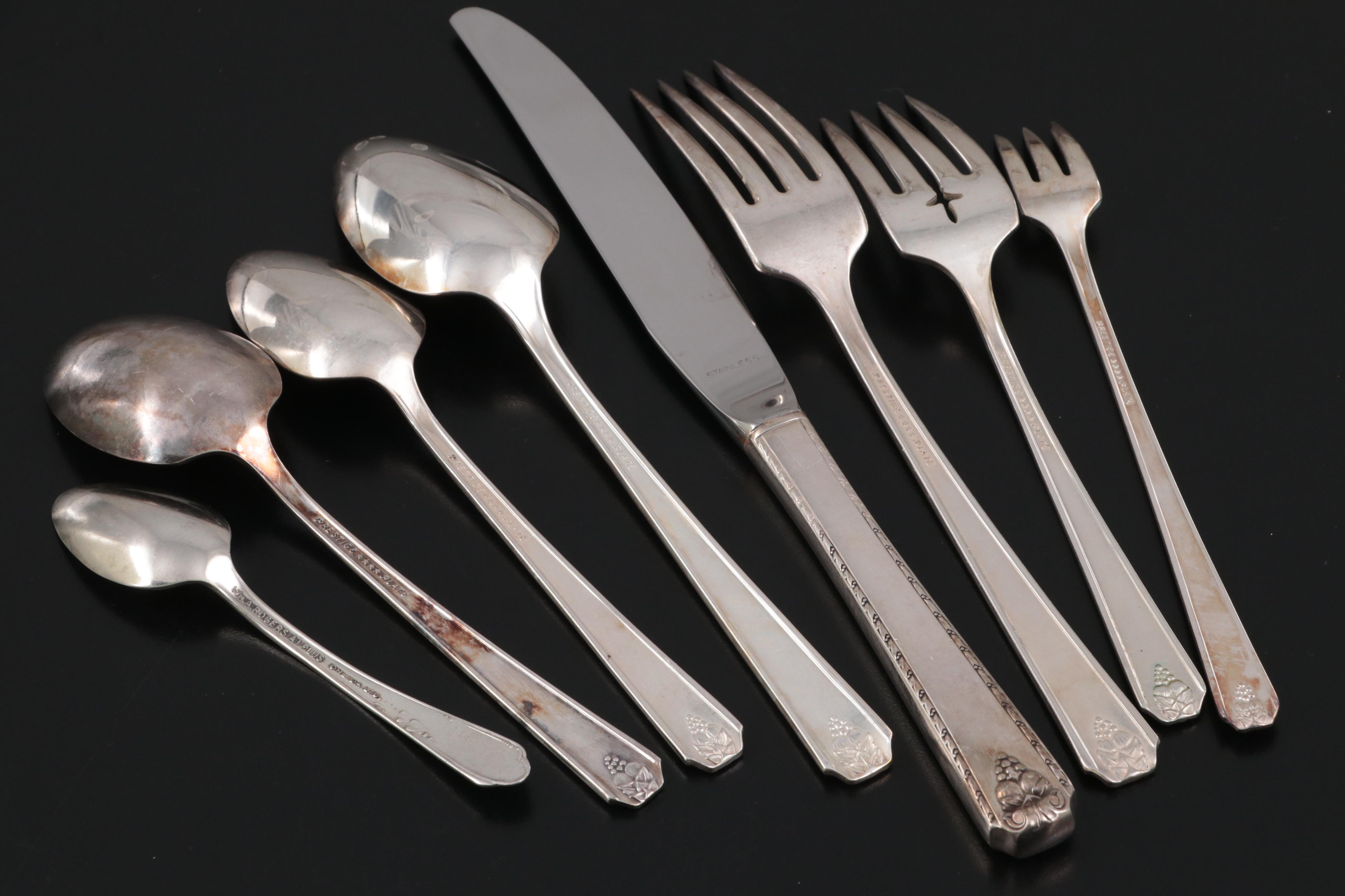 Prestige "Bordeaux" and Other Silver Plate Flatware, Mid-20th Century