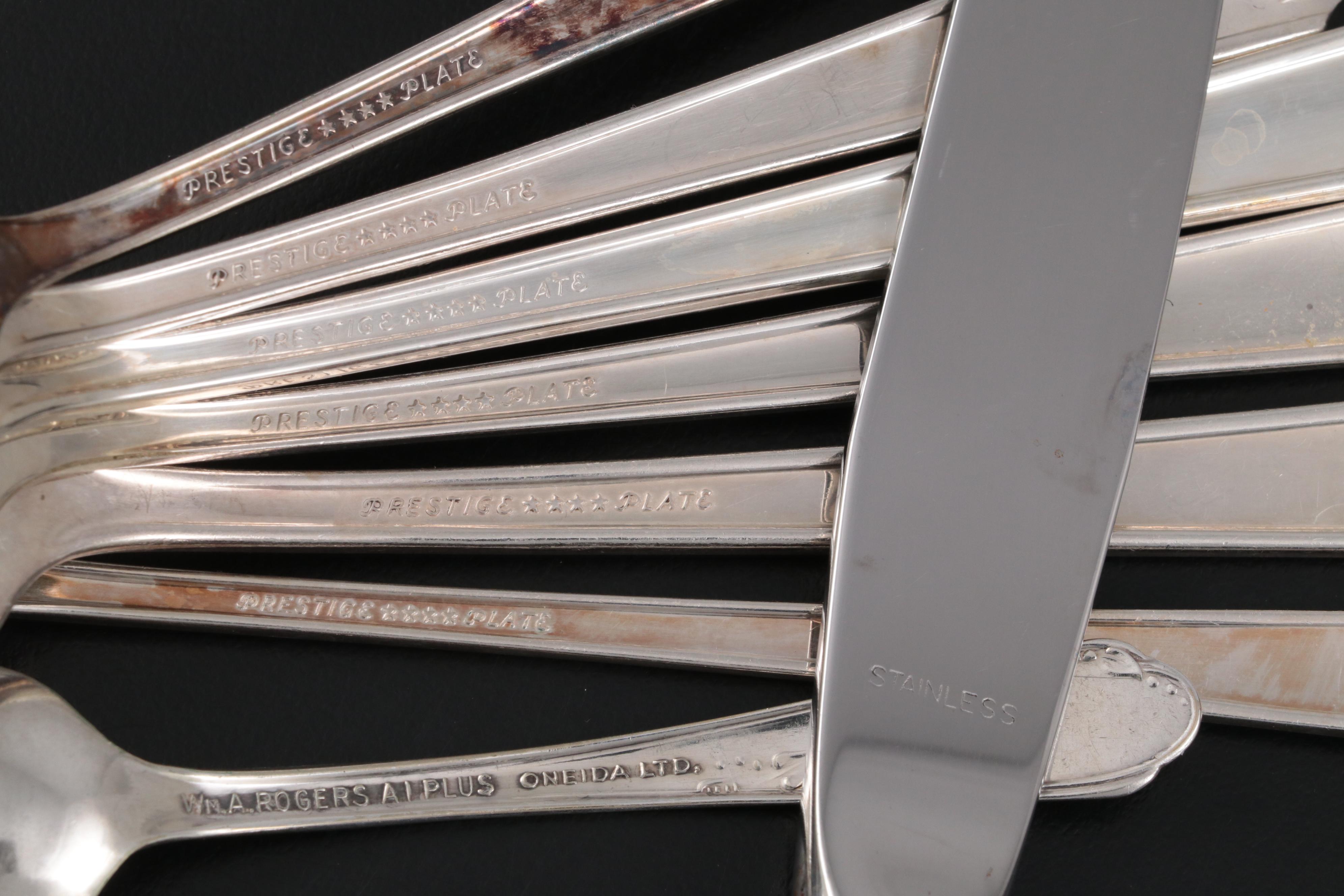 Prestige "Bordeaux" and Other Silver Plate Flatware, Mid-20th Century