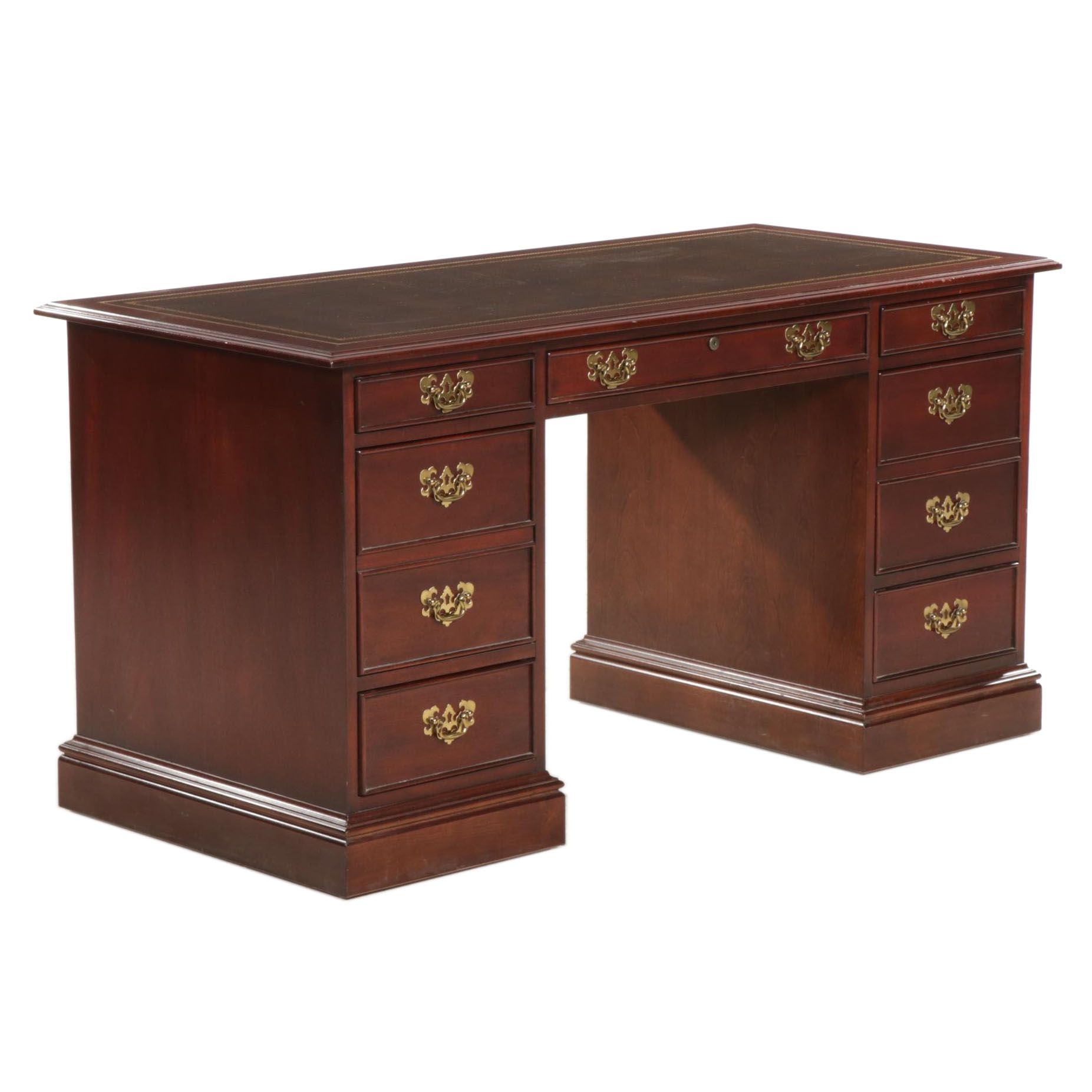 Sligh George III Style Mahogany Pedestal Desk