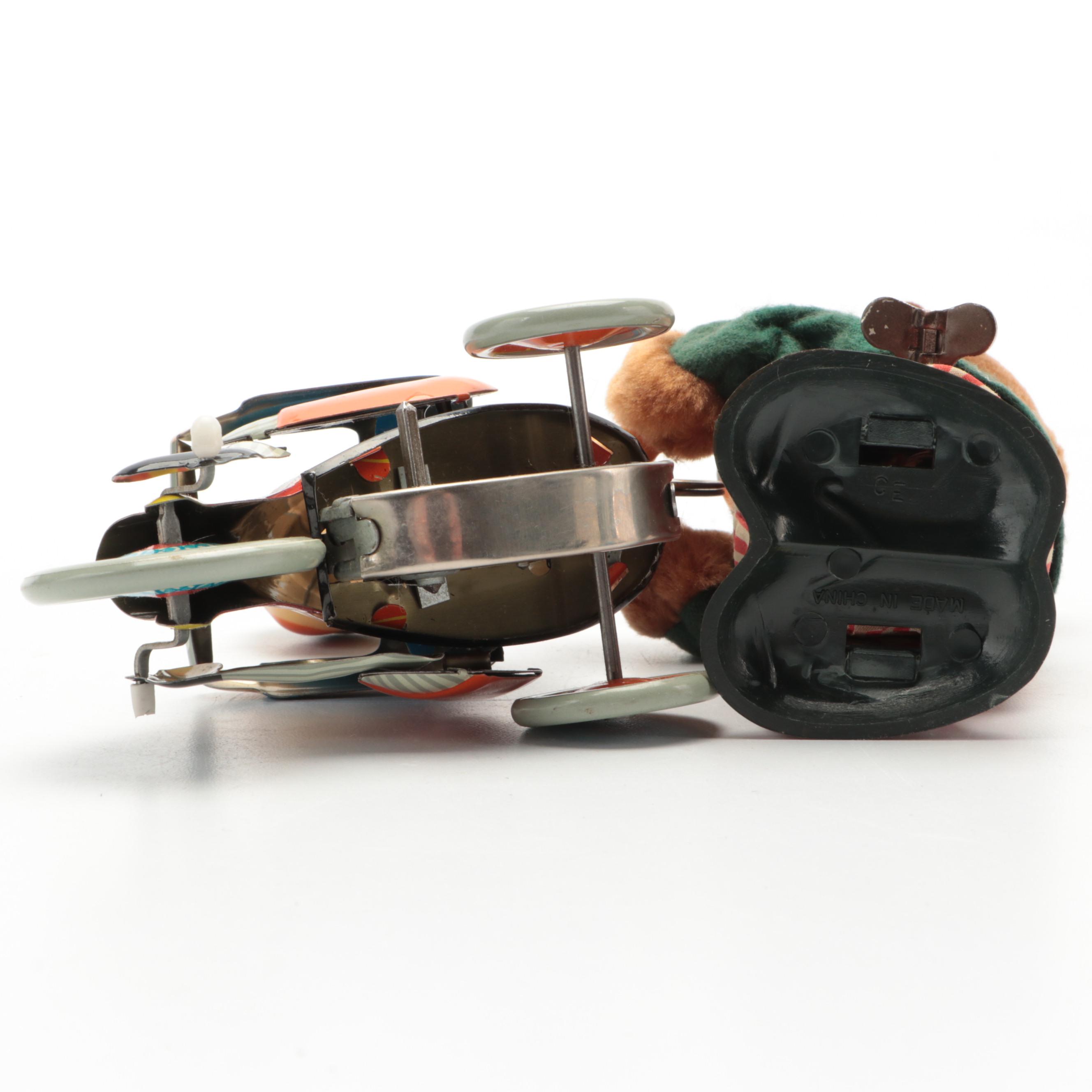 Tin Lithograph Tricycle Boy, Cymbal Monkey and Glass Marbles