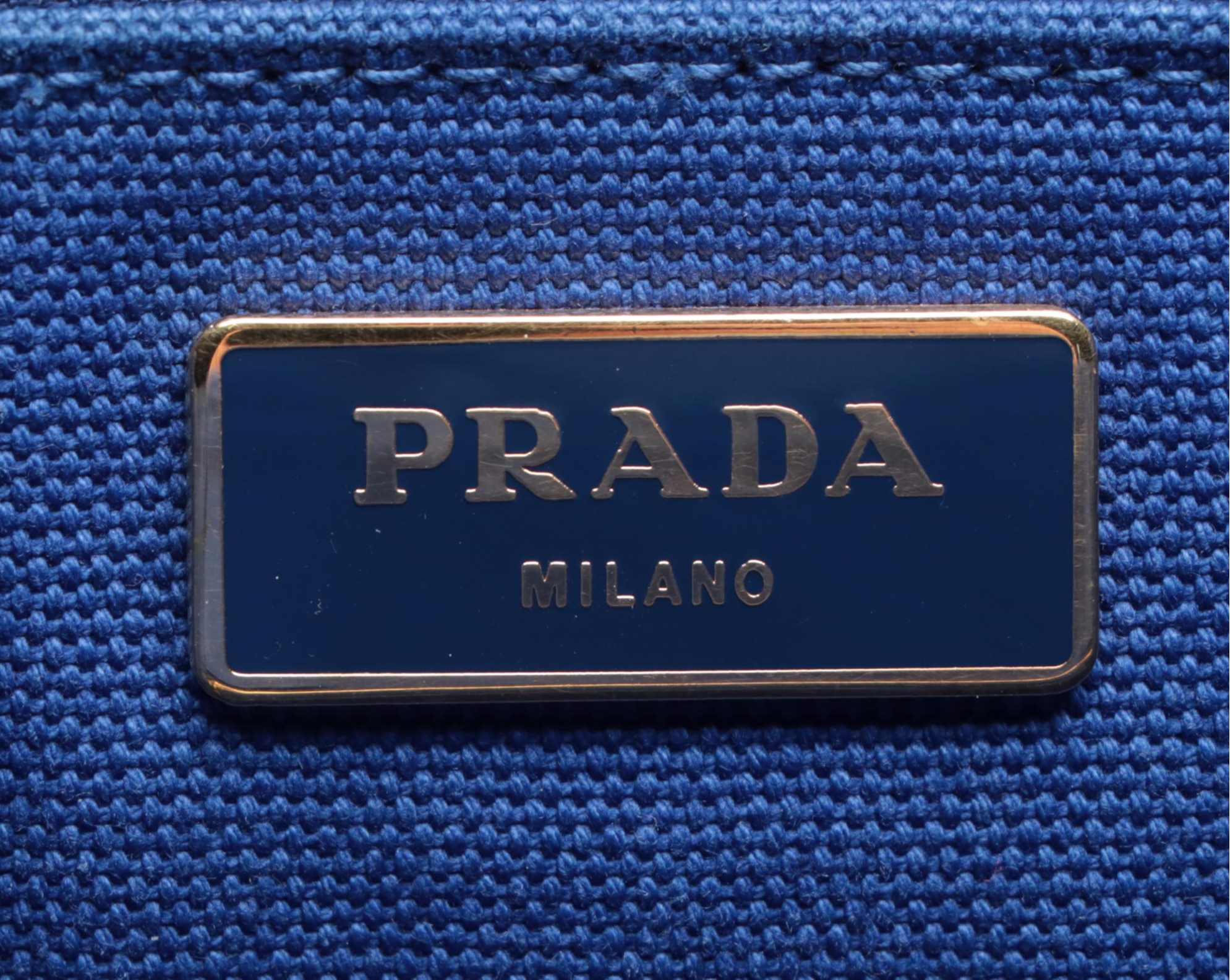 Prada Canapa Logo Tote Bag in Cobalt Blue Canvas