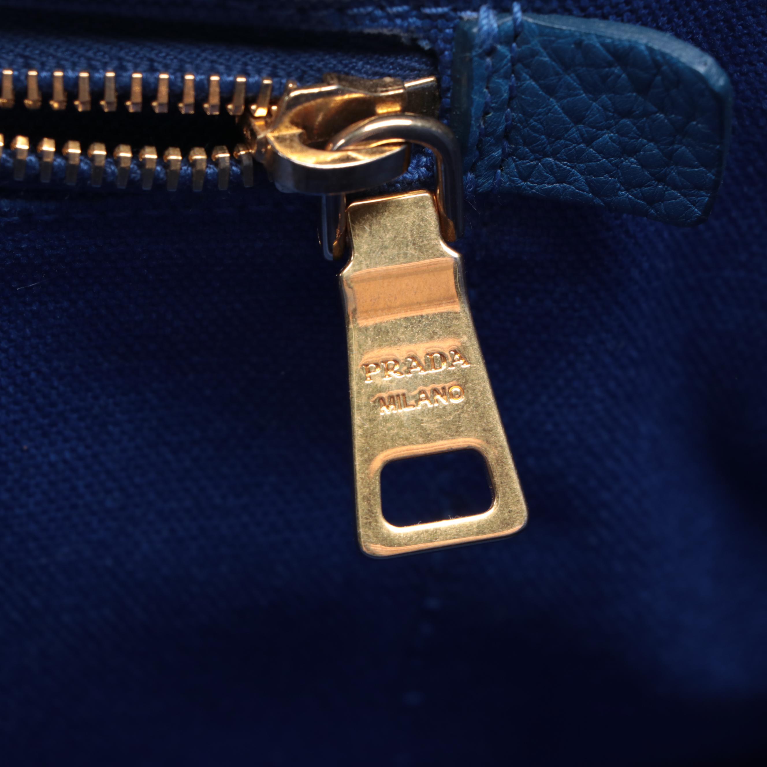 Prada Canapa Logo Tote Bag in Cobalt Blue Canvas