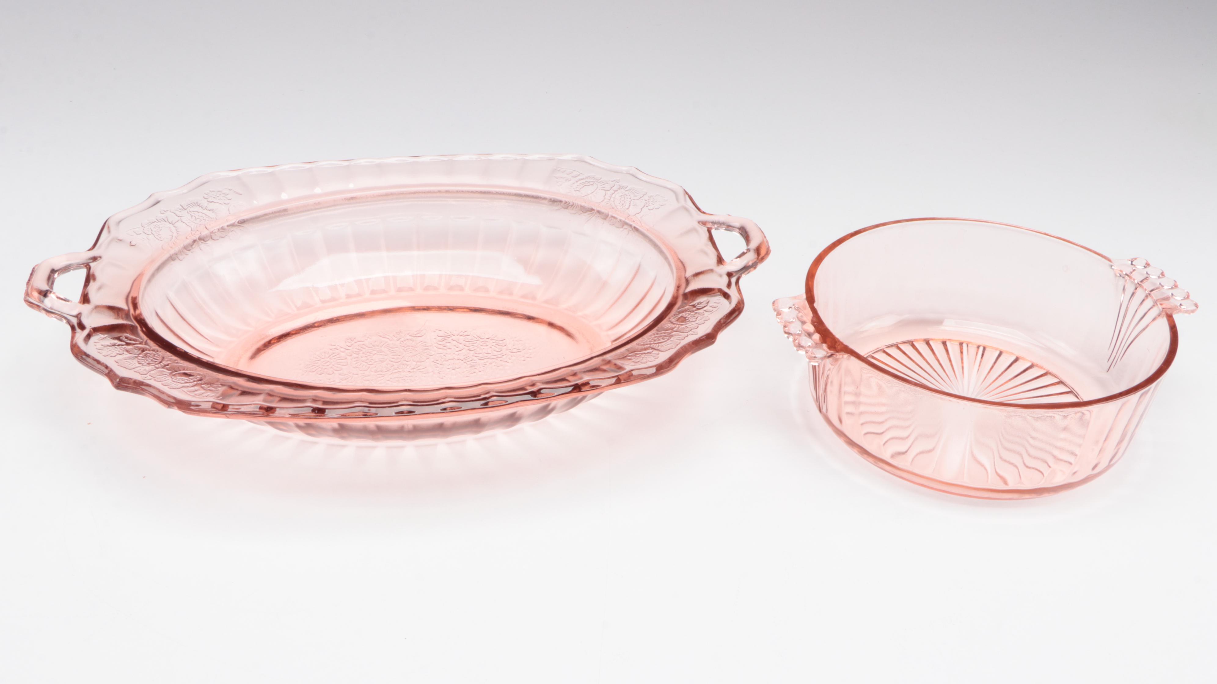 Anchor Hocking "Oyster and Pearl" and Other Pink Depression Glass Tableware