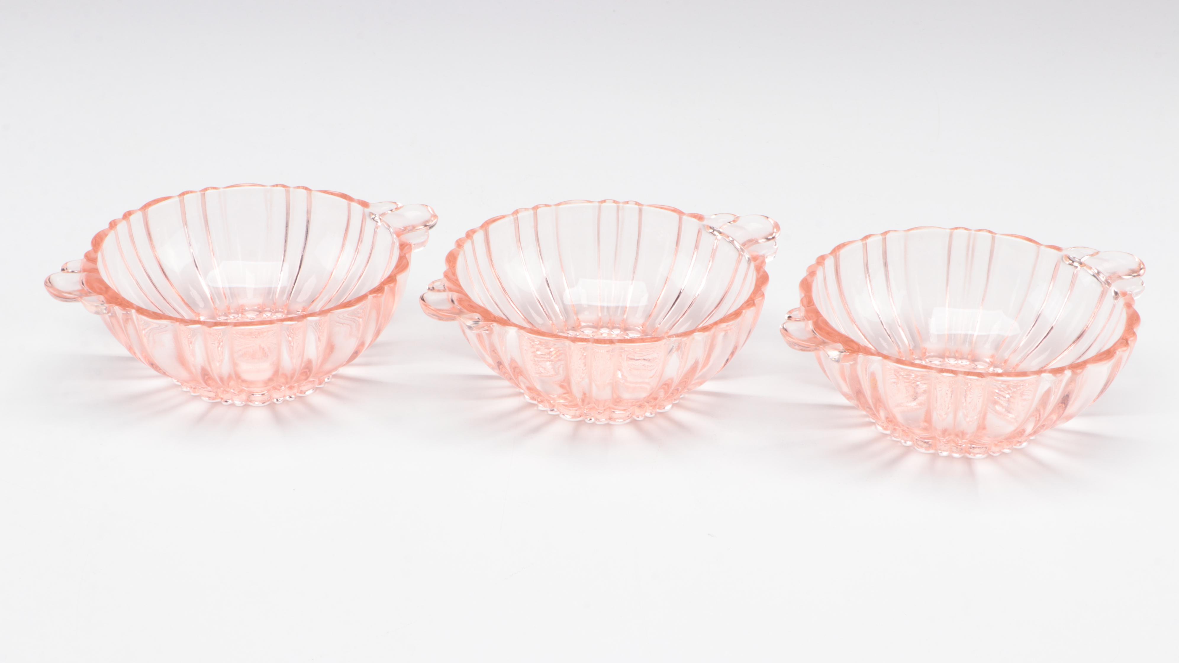 Anchor Hocking "Oyster and Pearl" and Other Pink Depression Glass Tableware