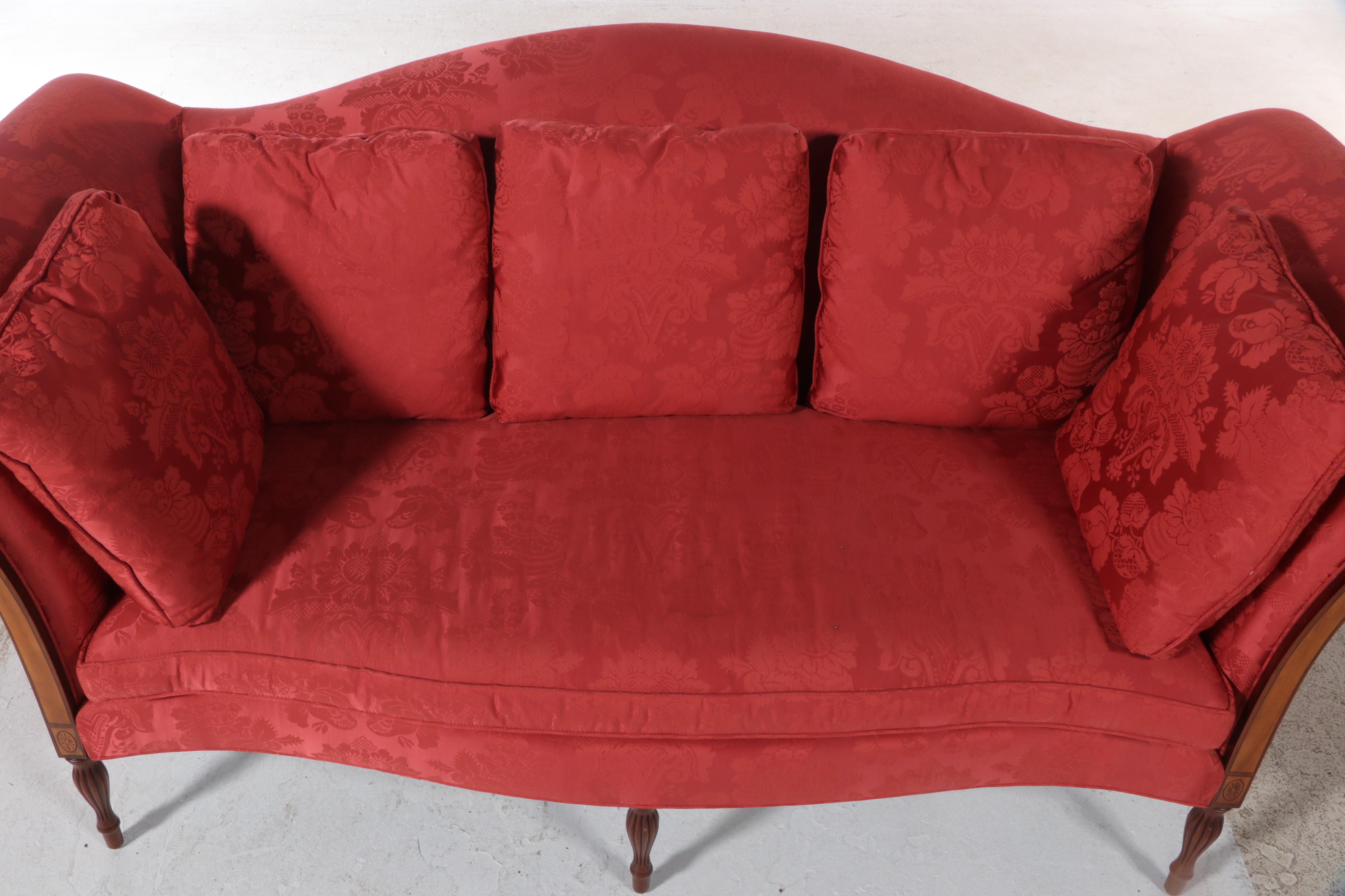 Southwood Federal Style Mahogany, Marquetry, and Custom-Upholstered Sofa