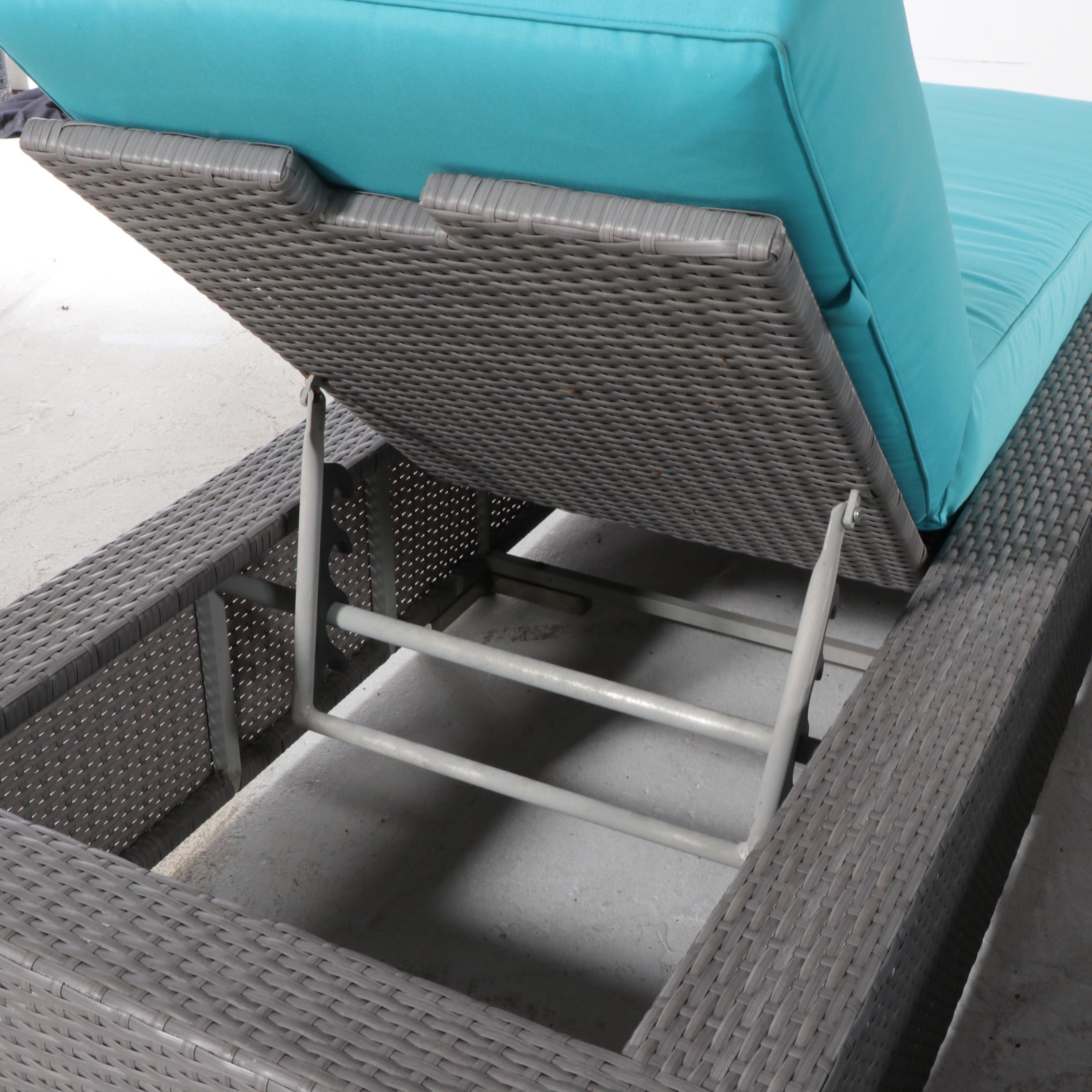 Ohana Depot Outdoor Wicker Patio Furniture with Turquoise and Gray Cushion Set