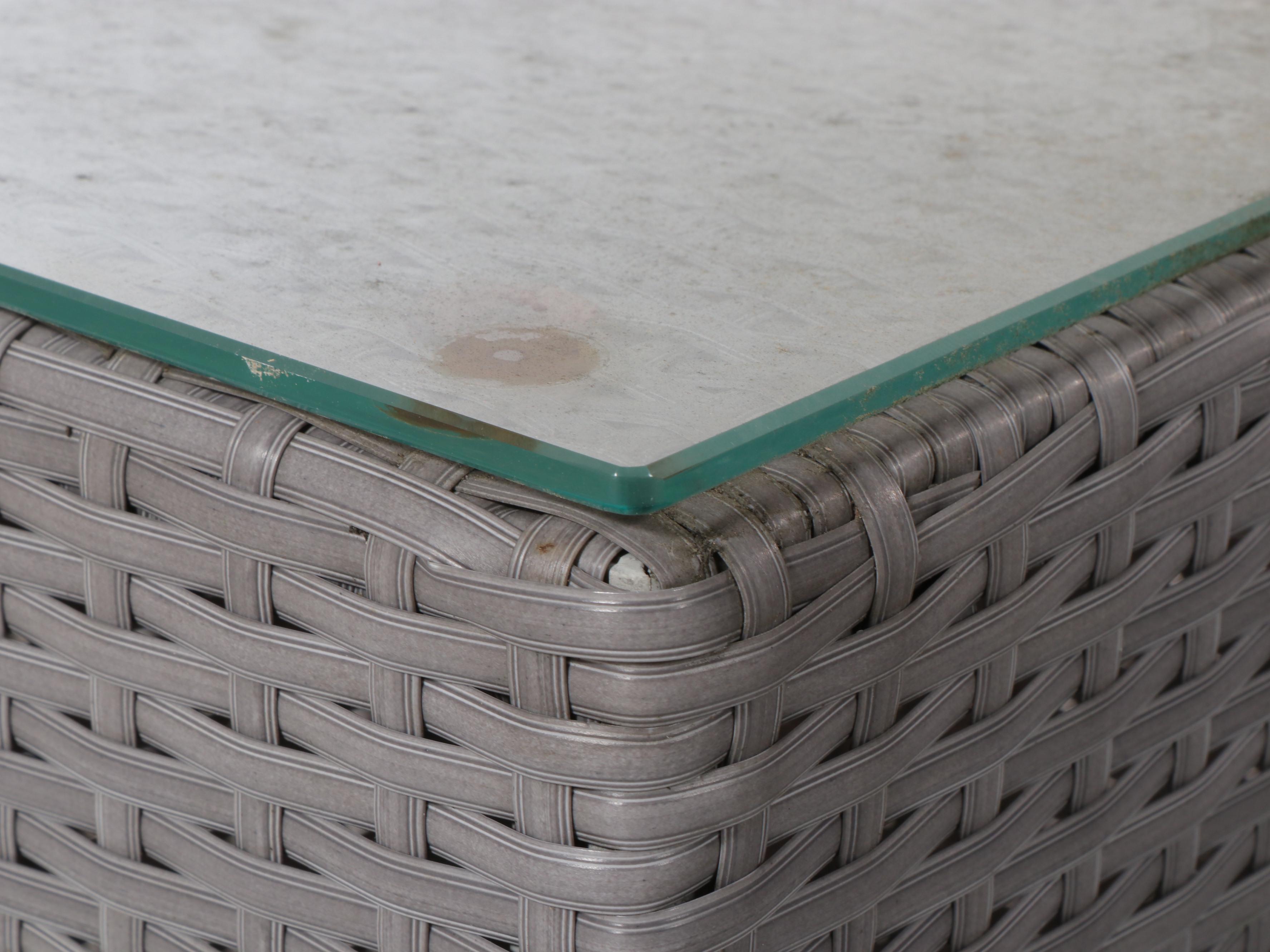 Ohana Depot Outdoor Wicker Patio Furniture with Turquoise and Gray Cushion Set