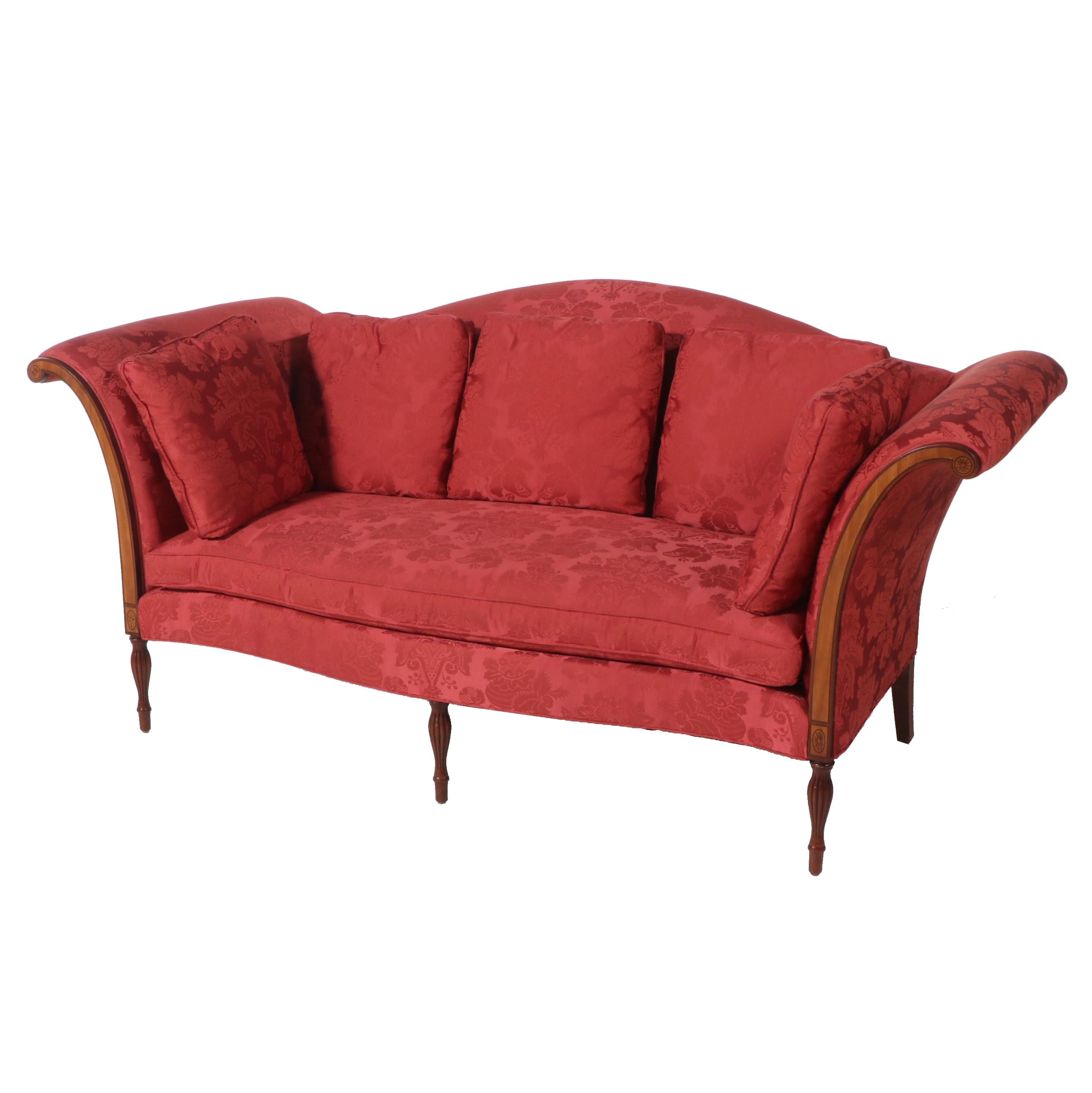 Southwood Federal Style Mahogany, Marquetry, and Custom-Upholstered Sofa