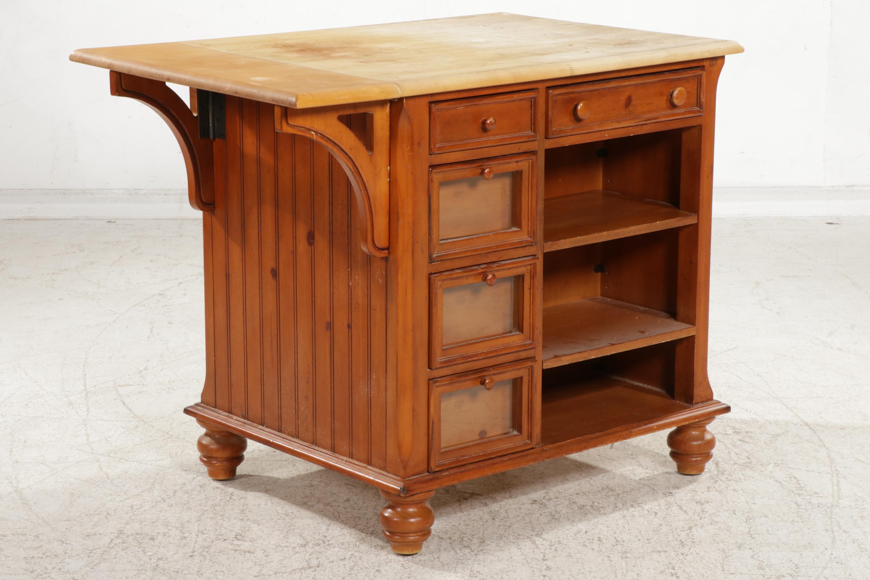 Maple Kitchen Island with Pine Butcher Block Top