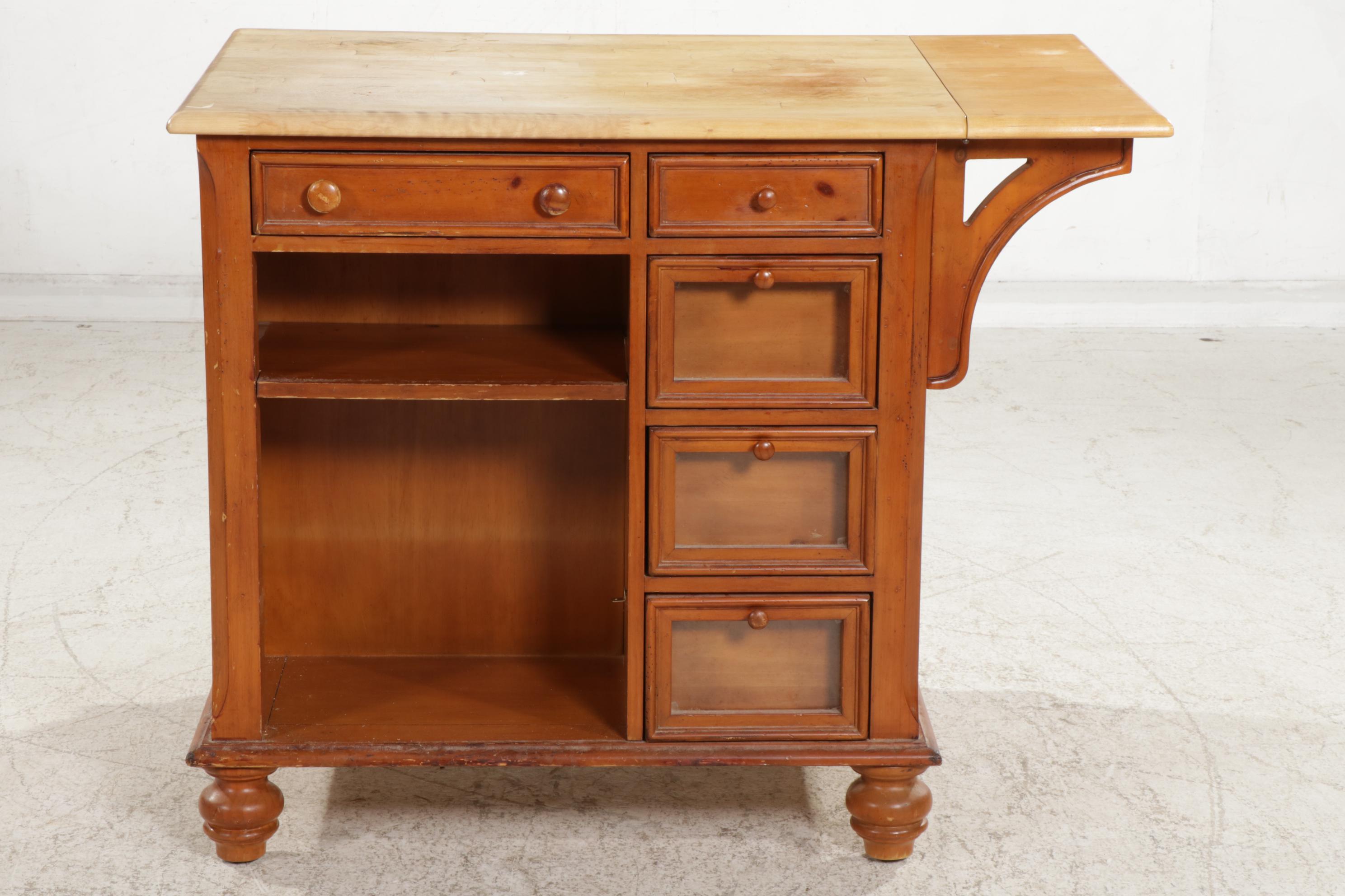 Maple Kitchen Island with Pine Butcher Block Top