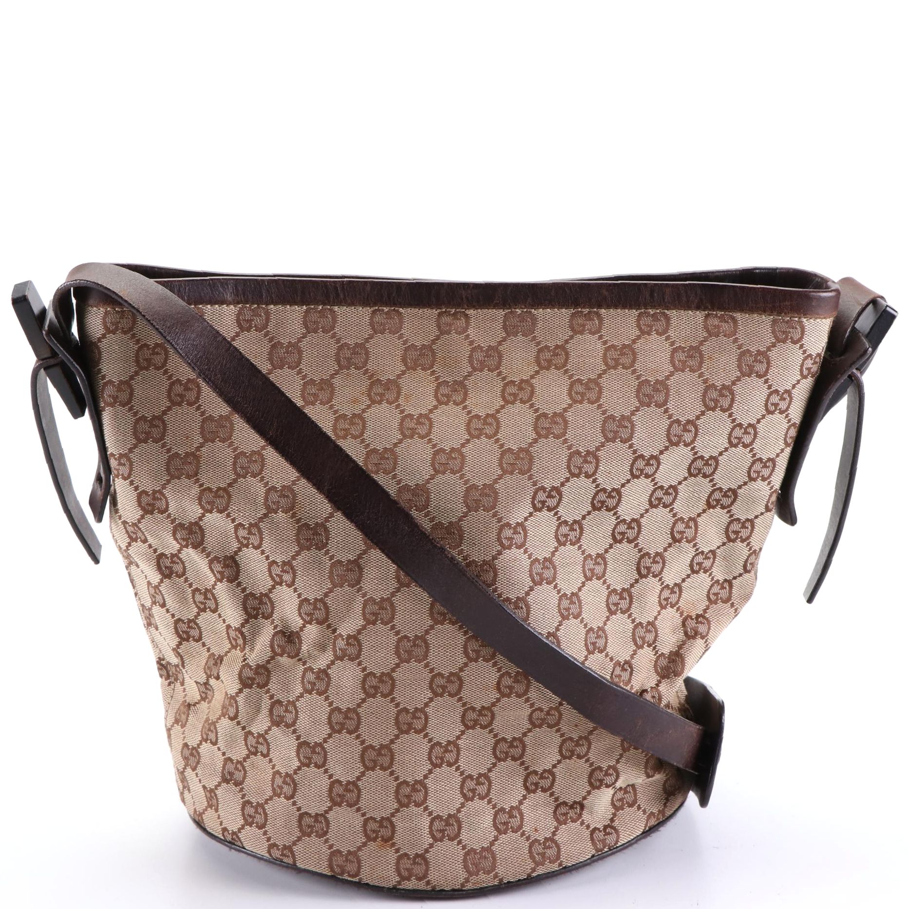 Gucci Bucket Bag in GG Canvas and Leather