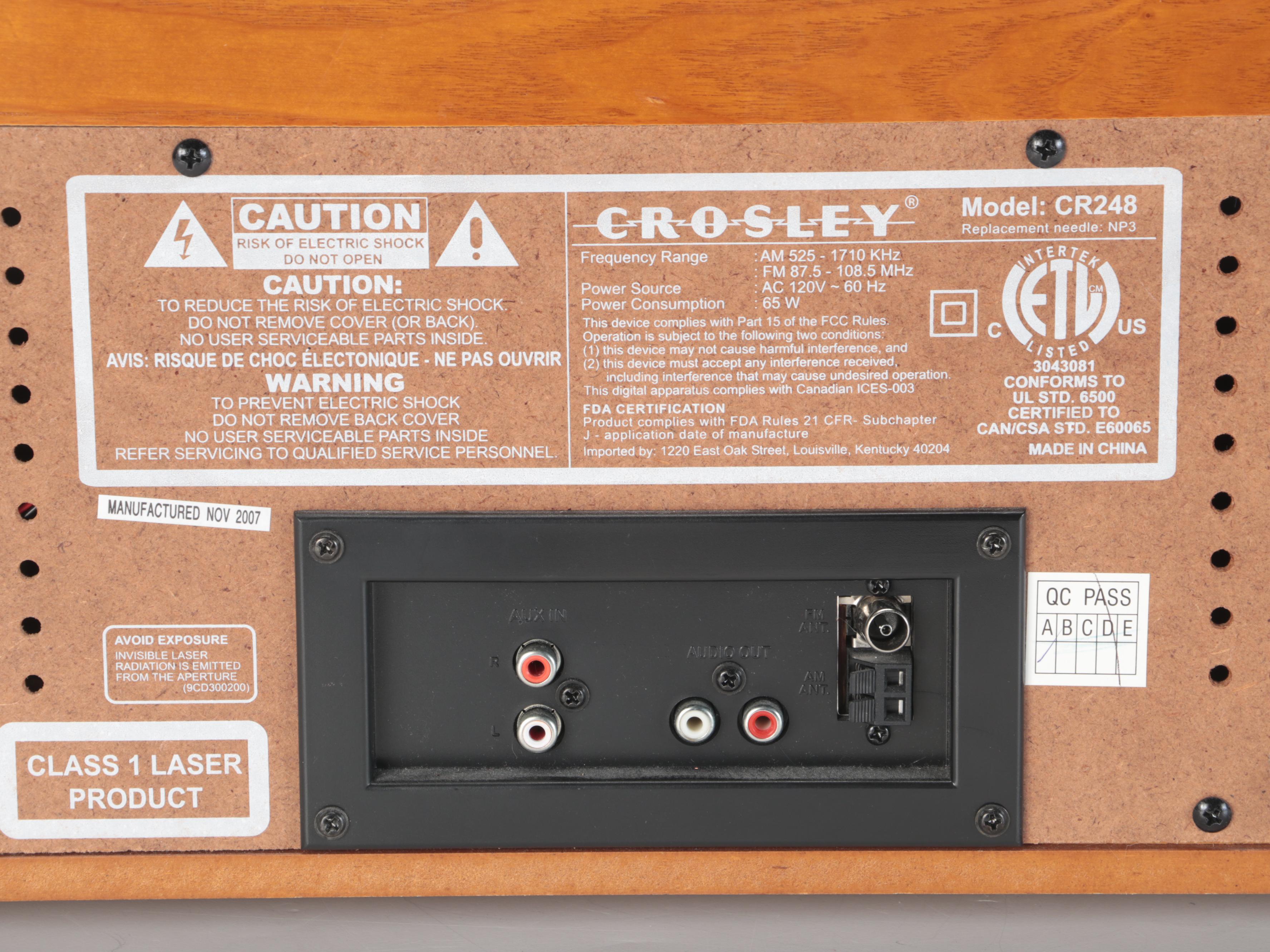 Crosley CR248 All-in-One Turntable with Songwriter CD Recorder, 2007