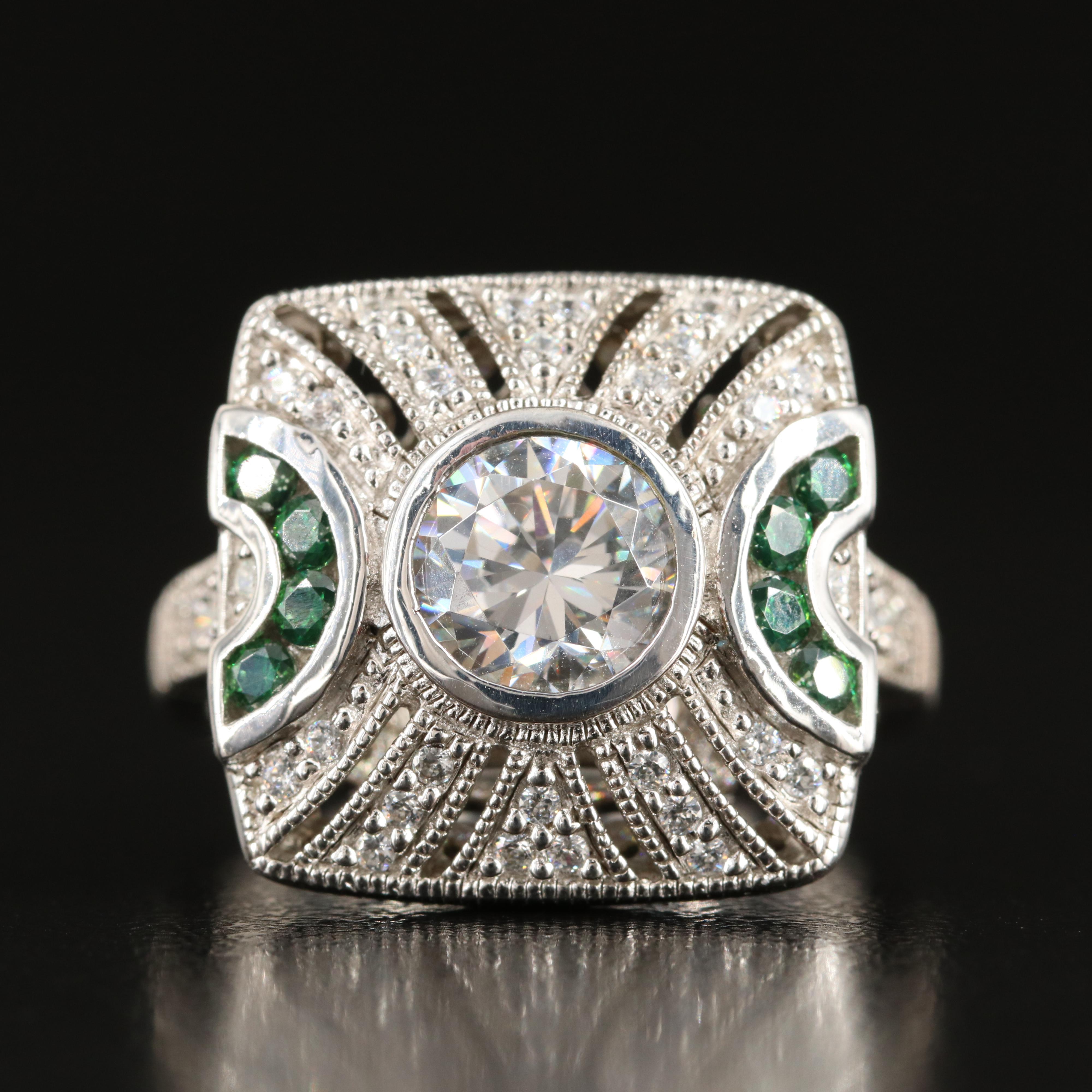 Vintage Style Sterling Cubic Zirconia Ring