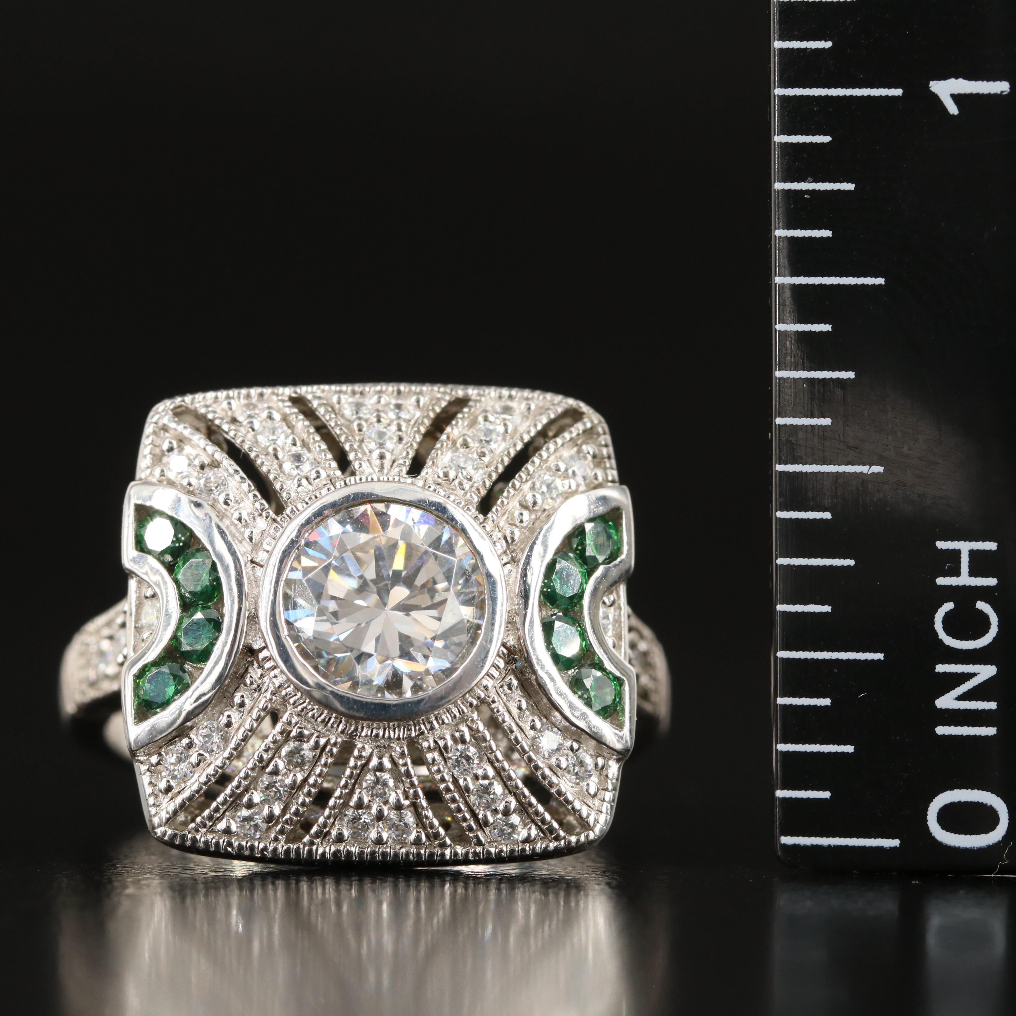 Vintage Style Sterling Cubic Zirconia Ring