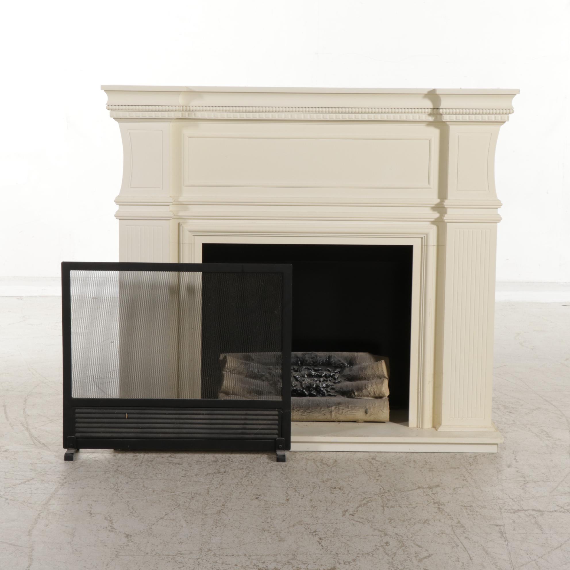 Contemporary Painted Wooden Framed Electric Fireplace