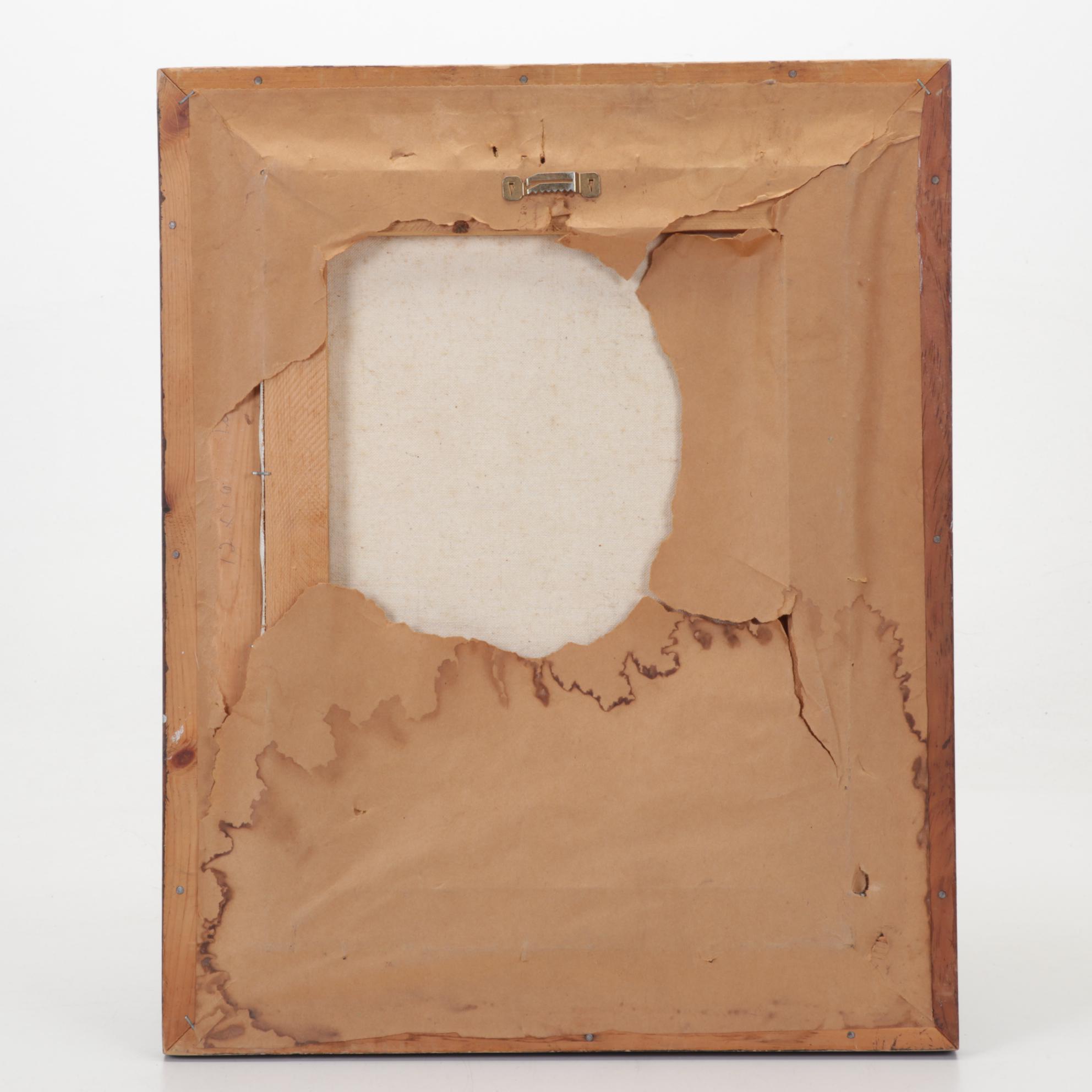 Folk Art Clown Portrait Oil Painting, Circa 1970