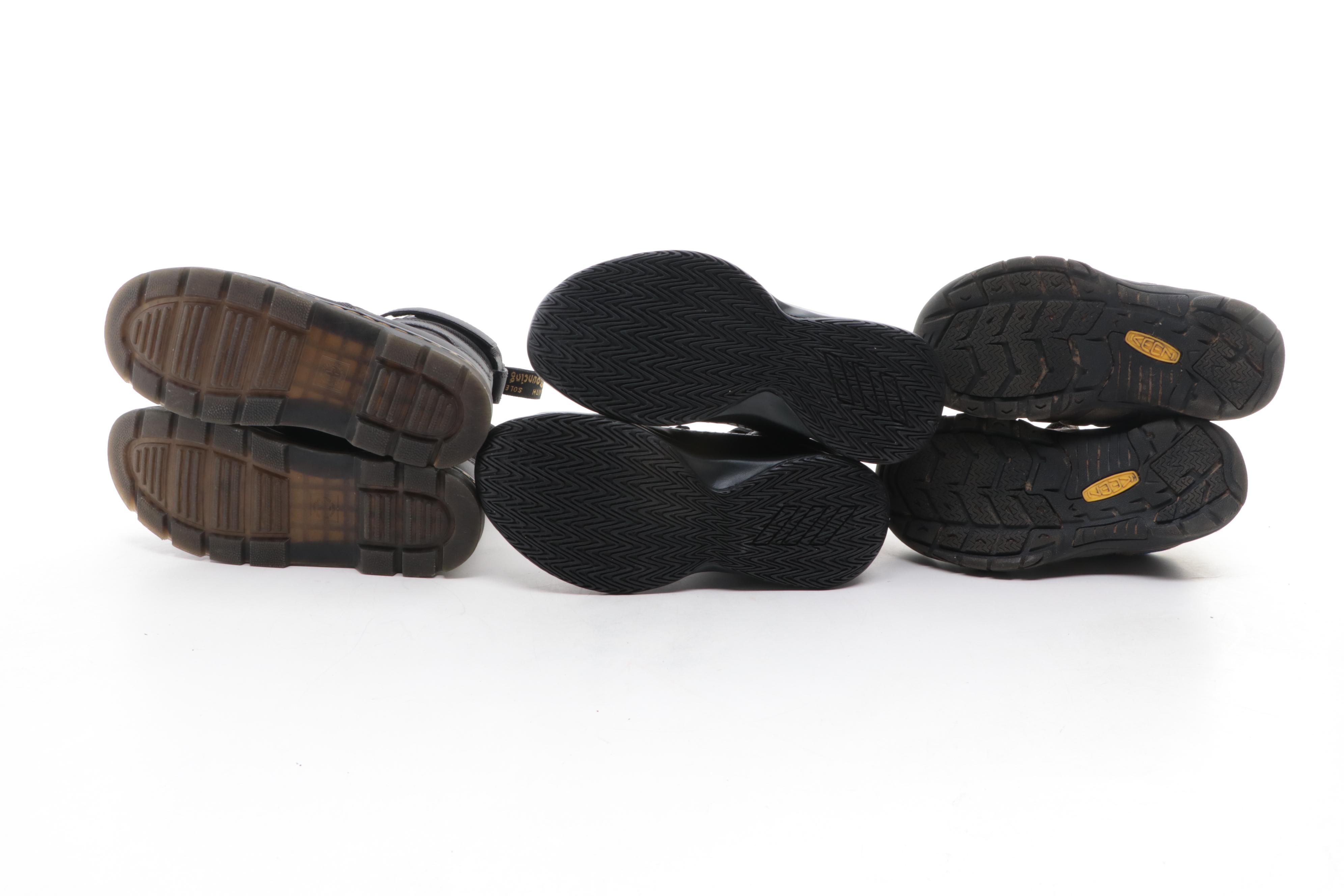 Children's Keen and Doc Martens Hiking Shoes with Adidas Basketball Shoes/Box