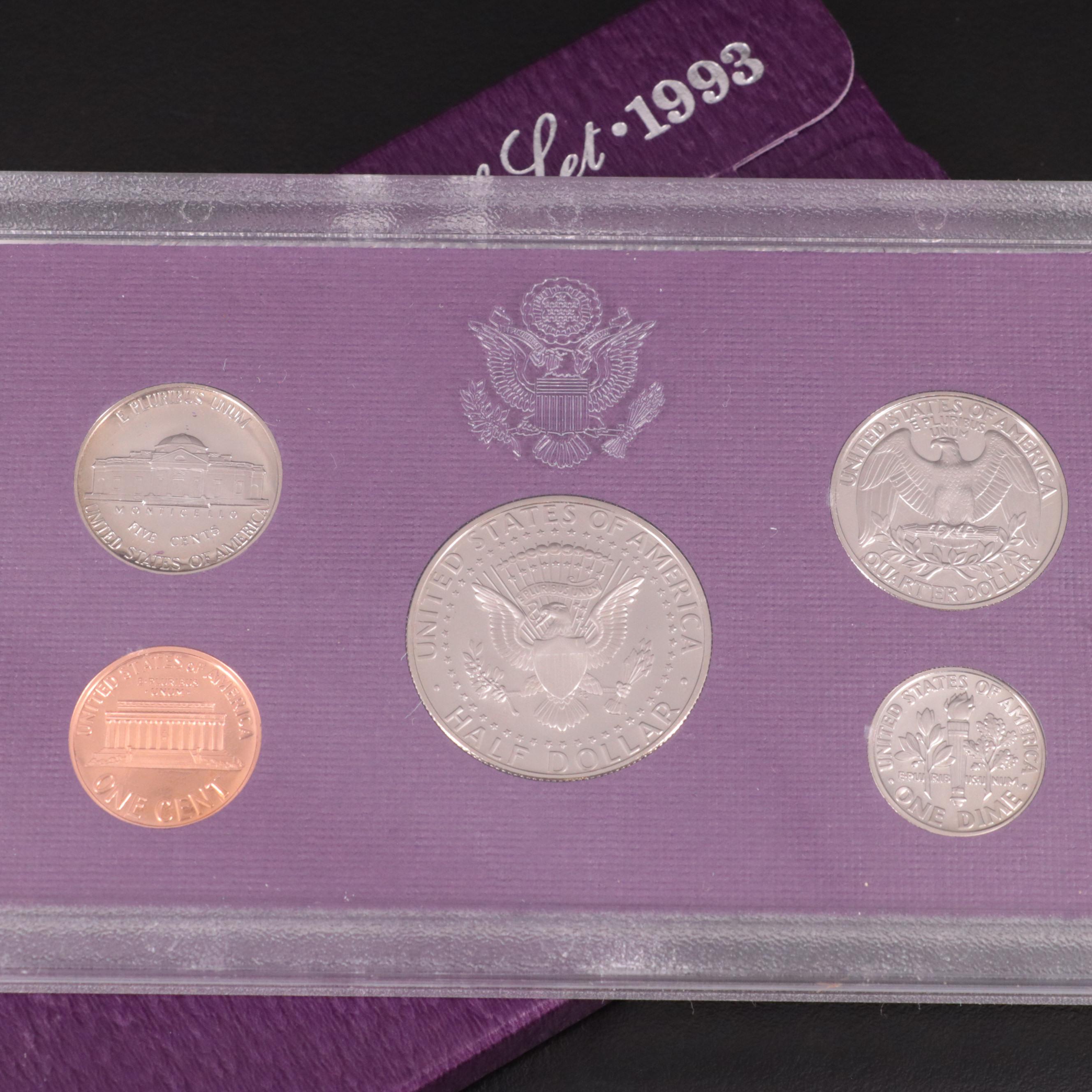 Twenty-Three Different United States Proof Sets 1970-1990 Complete and 1992 & 93