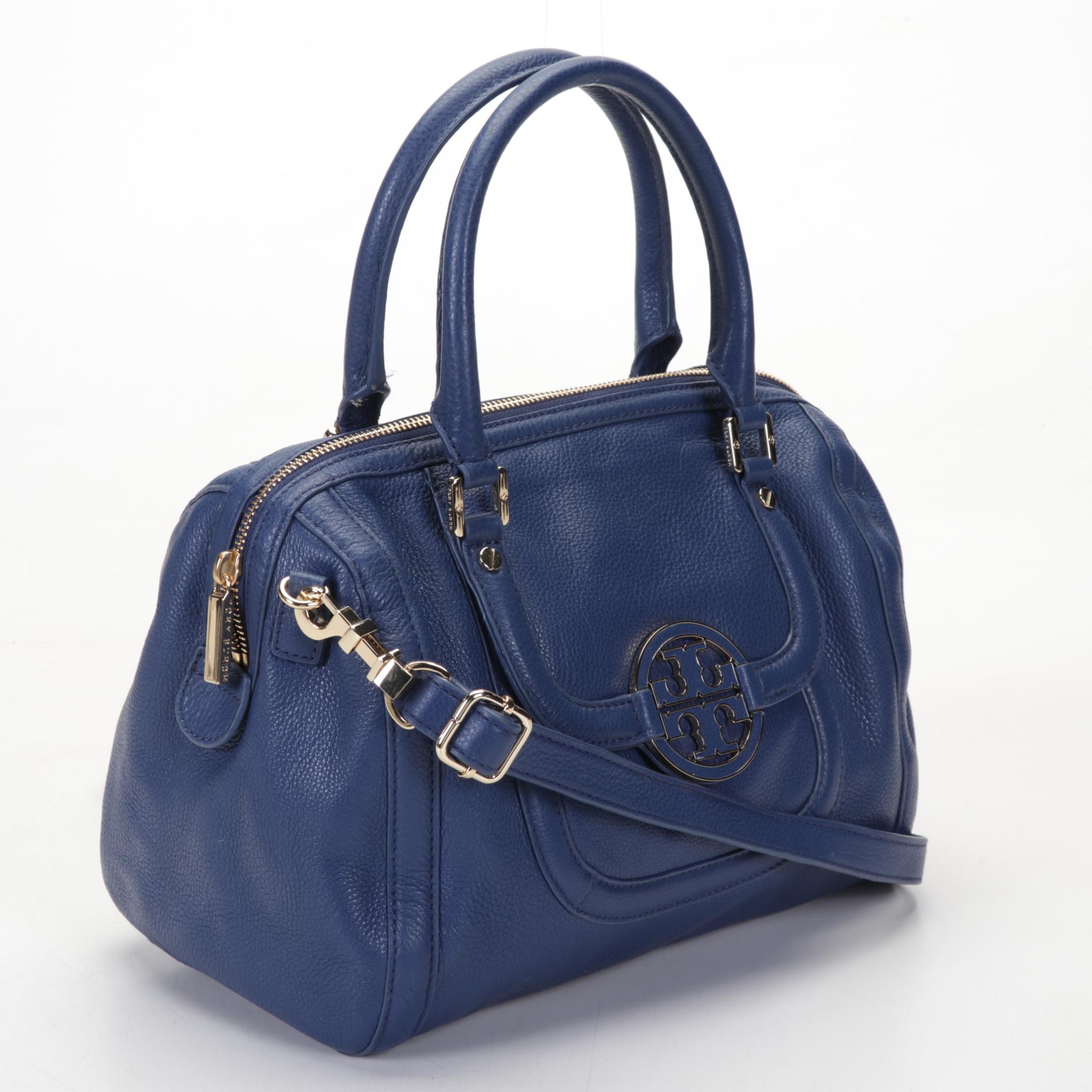 Tory Burch Navy Blue Leather Two-Way Bag
