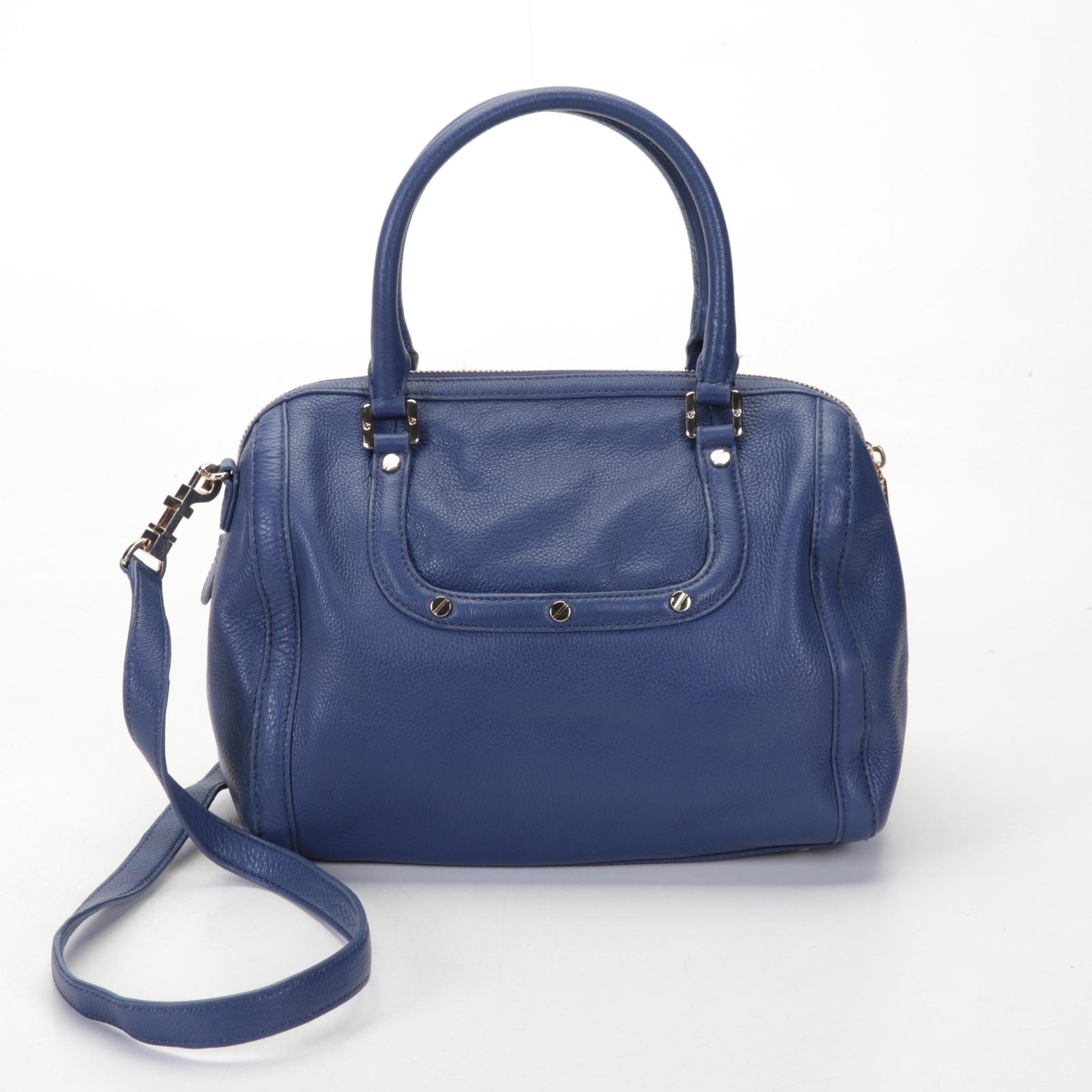 Tory Burch Navy Blue Leather Two-Way Bag