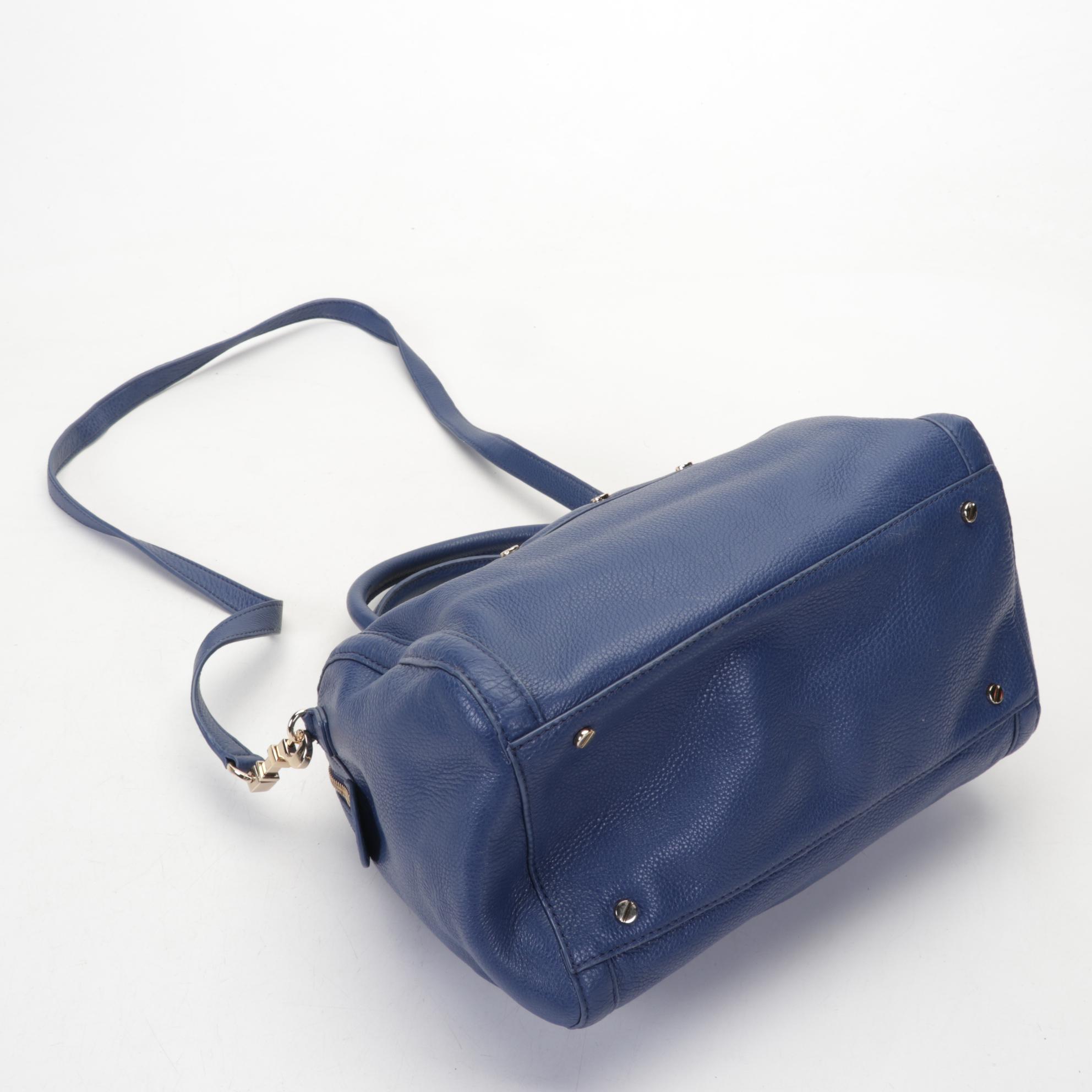 Tory Burch Navy Blue Leather Two-Way Bag