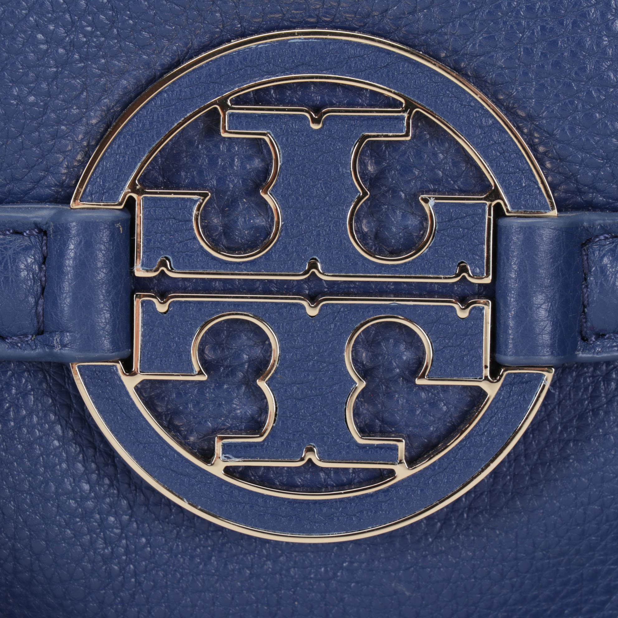 Tory Burch Navy Blue Leather Two-Way Bag