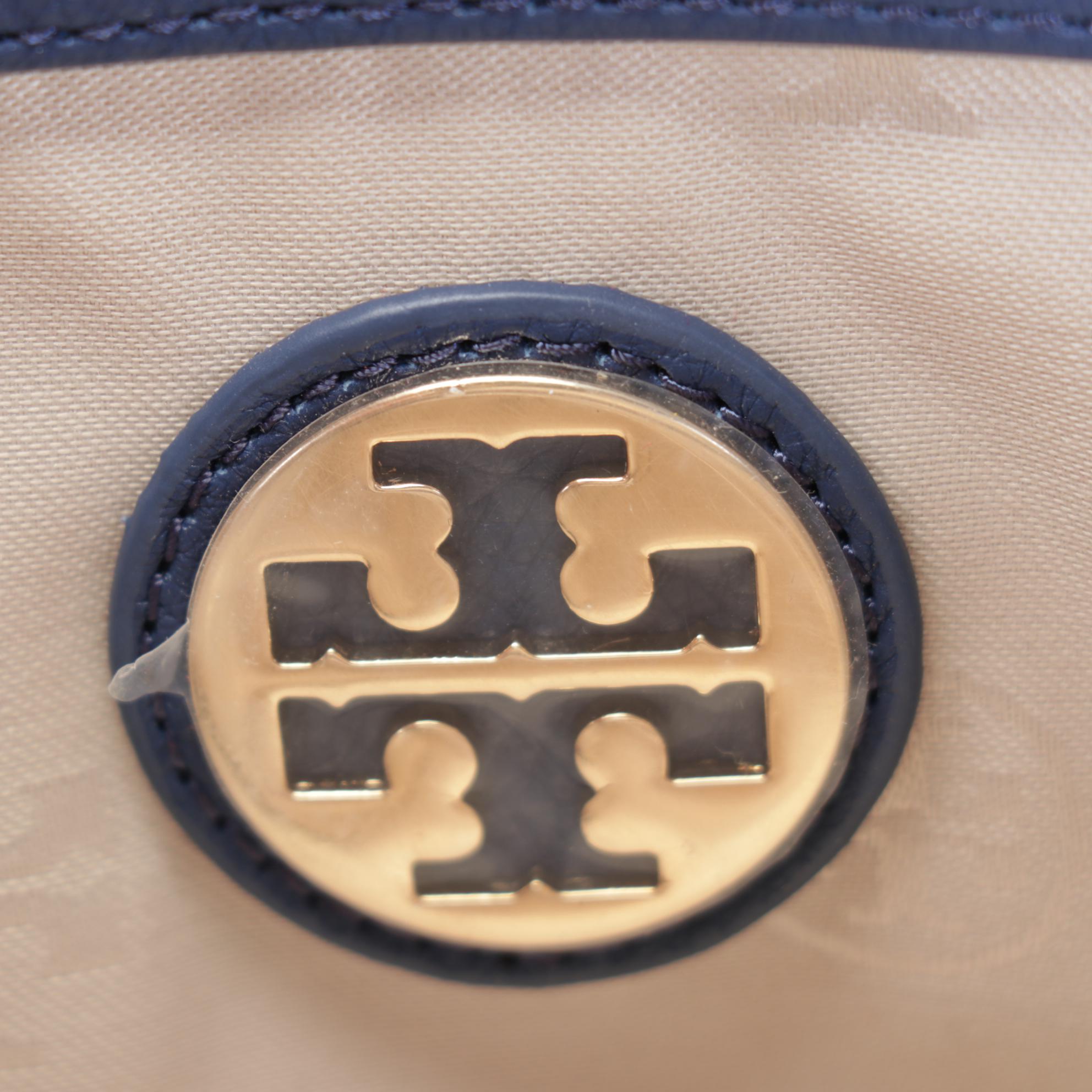 Tory Burch Navy Blue Leather Two-Way Bag