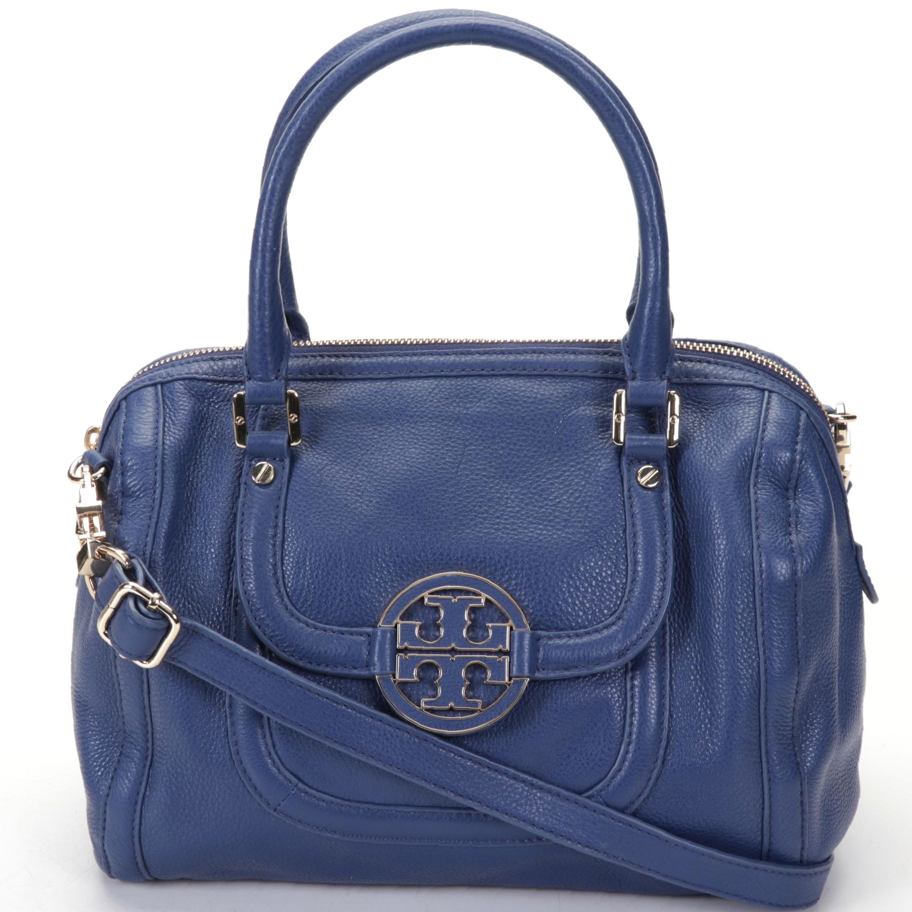Tory Burch Navy Blue Leather Two-Way Bag