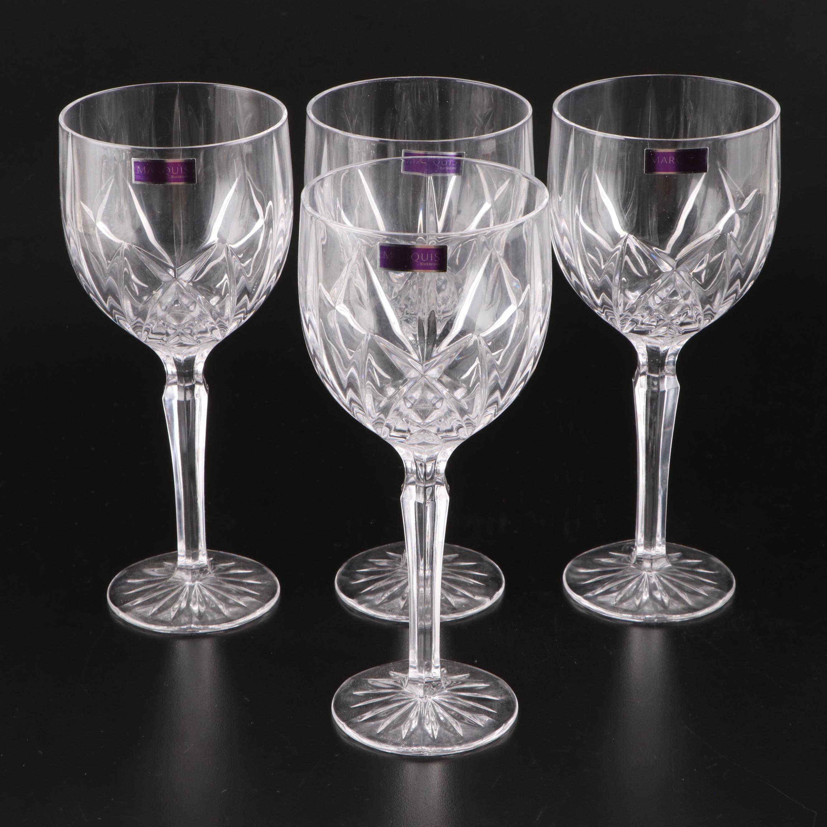 Marquis by Waterford "Brookside" Crystal Wine Glasses with Bells and Figurine