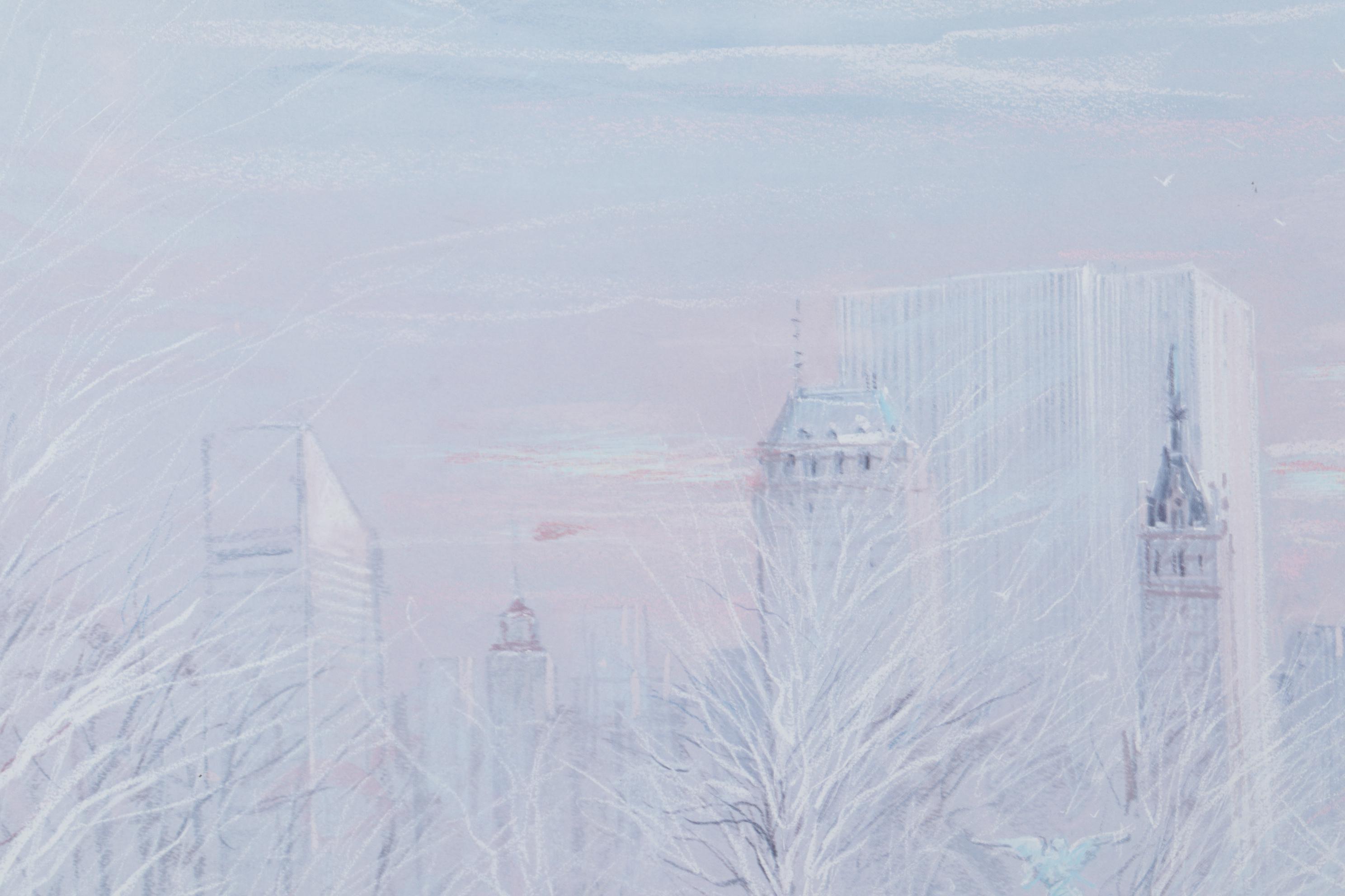 Kamil Kubik Offset Lithograph of Central Park in Winter, Late 20th Century