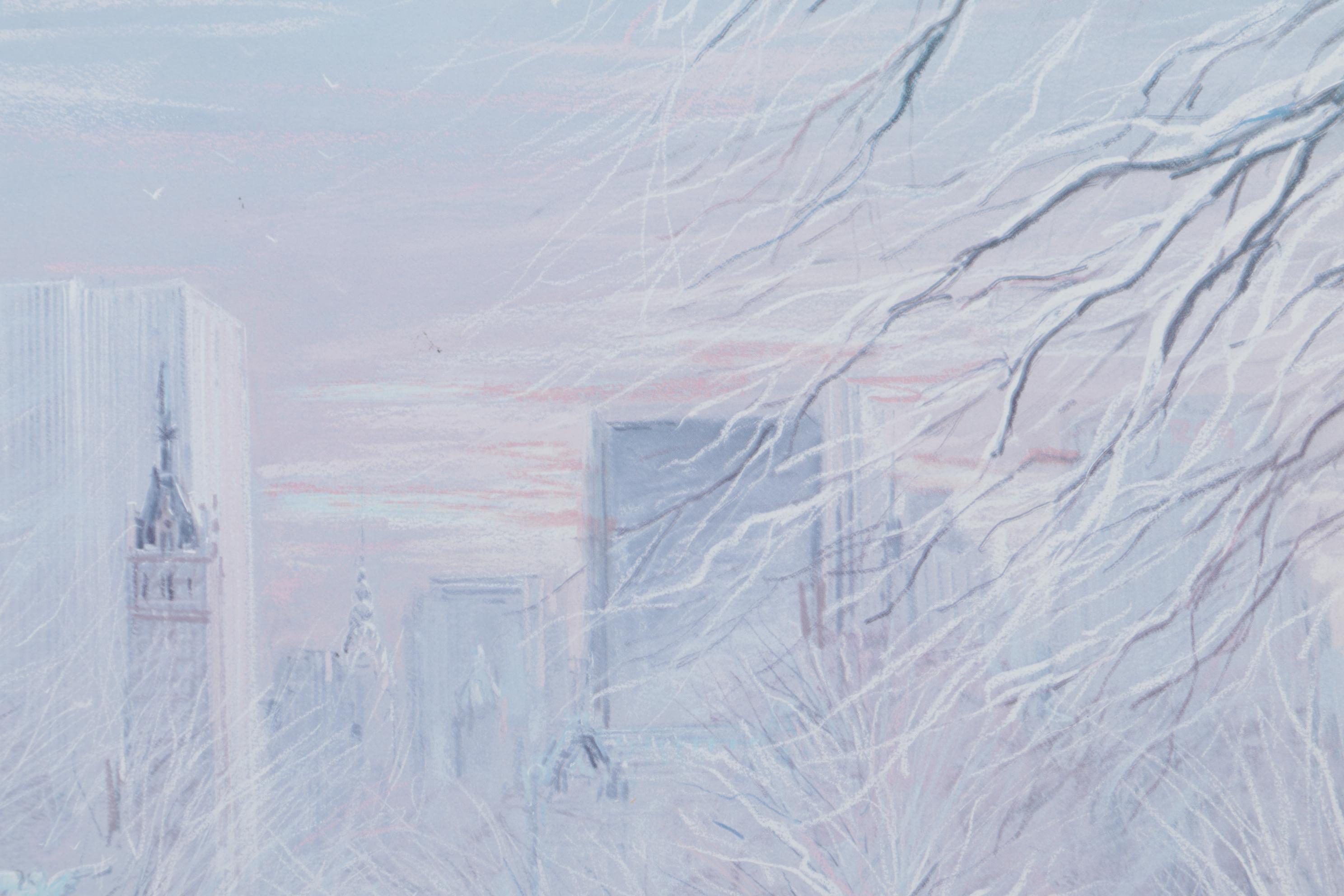 Kamil Kubik Offset Lithograph of Central Park in Winter, Late 20th Century