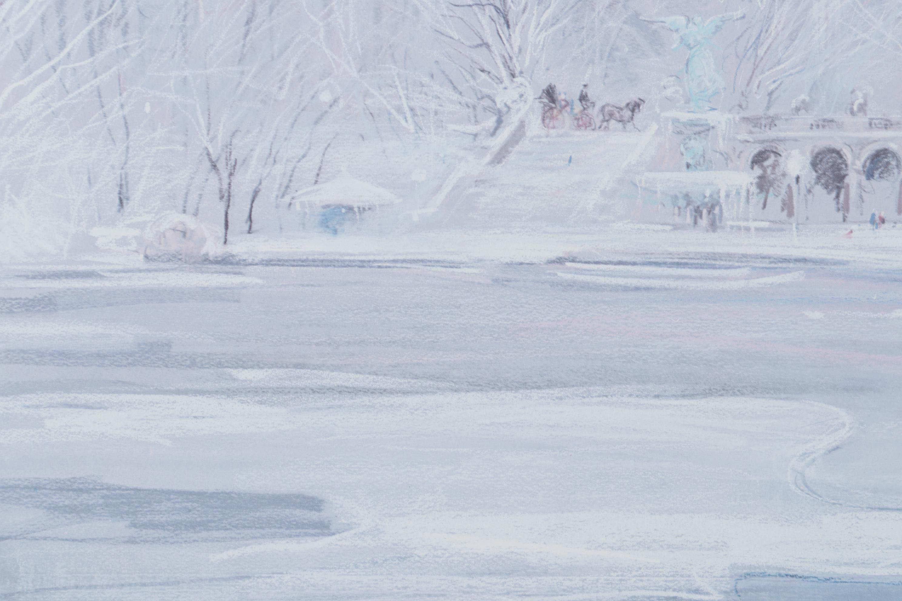 Kamil Kubik Offset Lithograph of Central Park in Winter, Late 20th Century