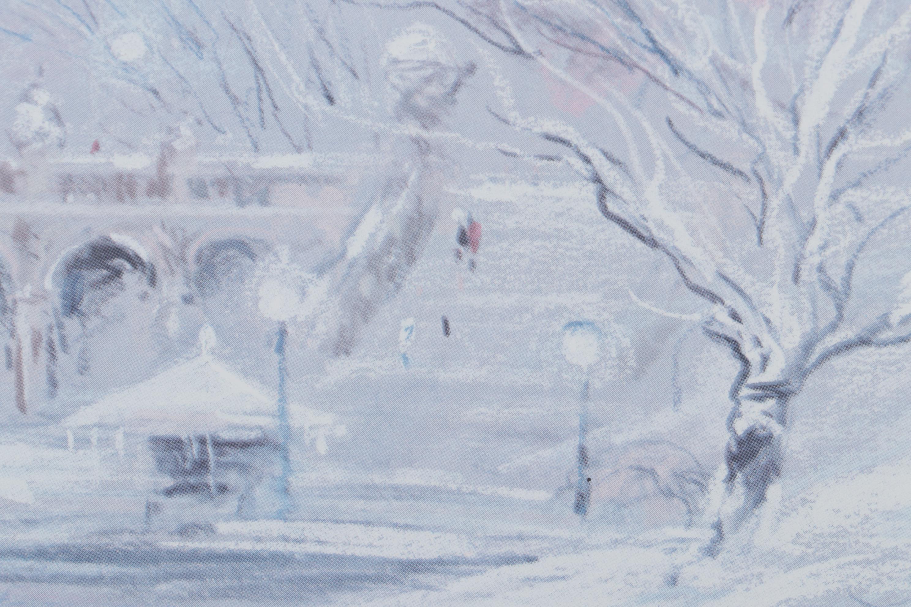 Kamil Kubik Offset Lithograph of Central Park in Winter, Late 20th Century