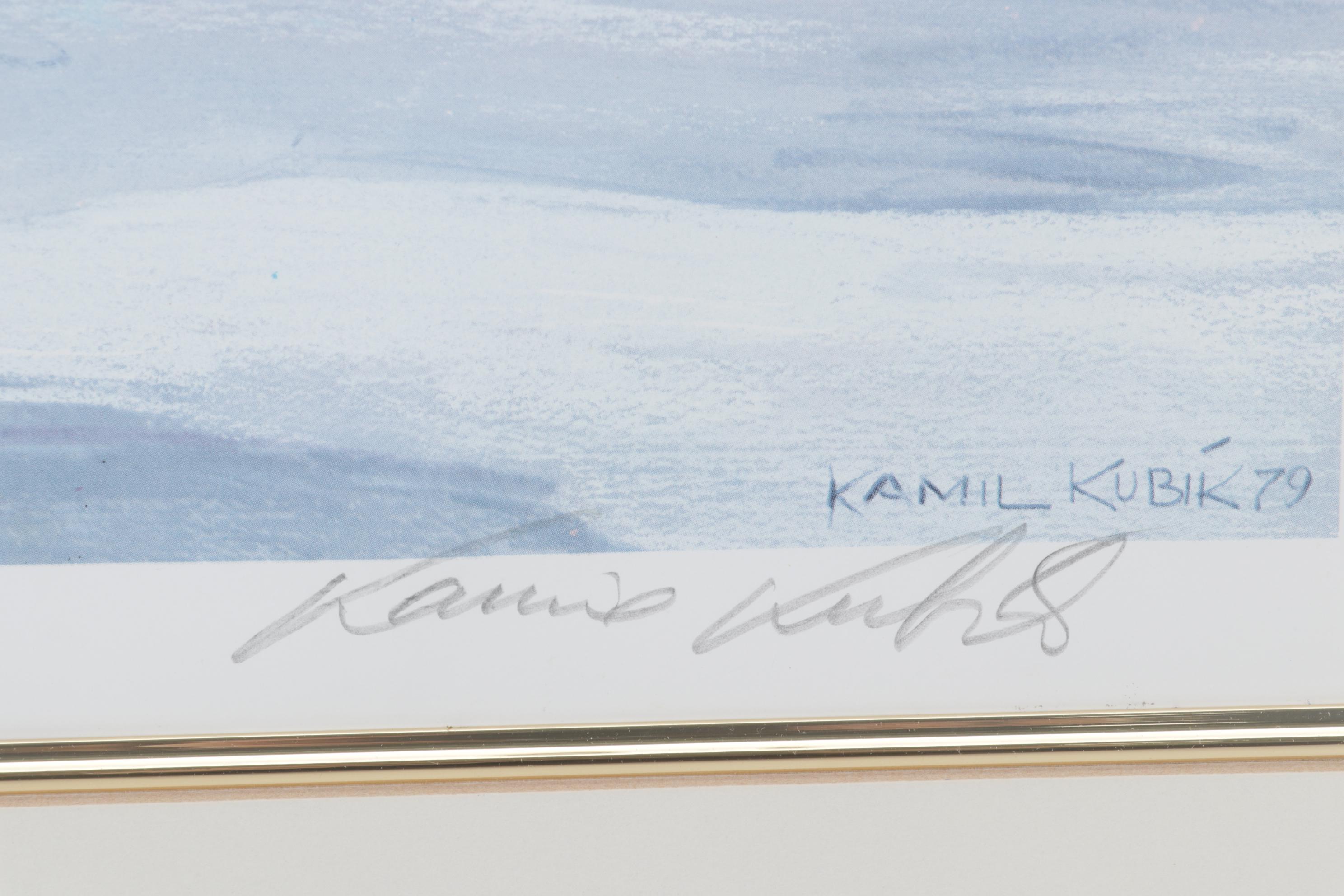 Kamil Kubik Offset Lithograph of Central Park in Winter, Late 20th Century