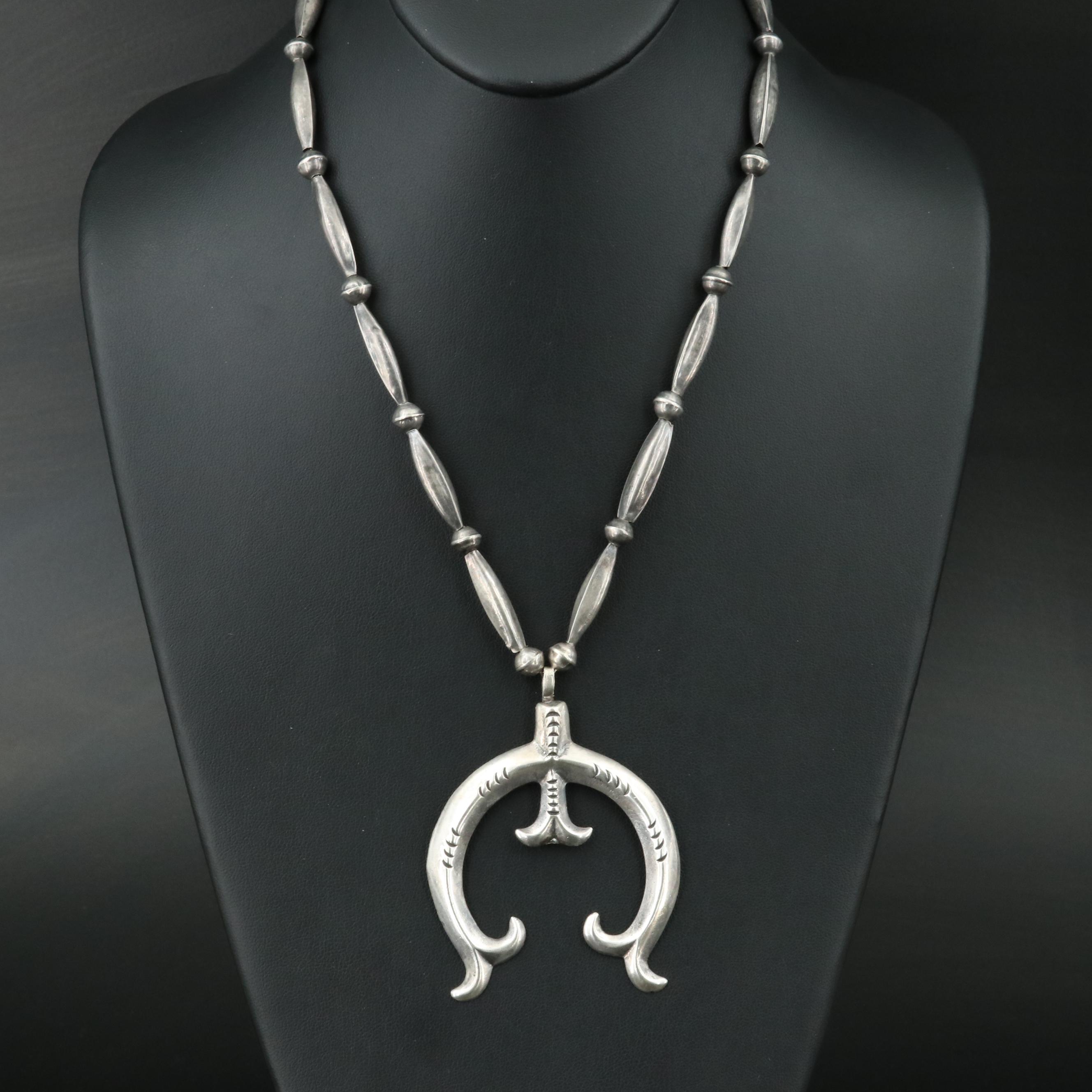 Vintage Southwestern Sterling Naja Necklace