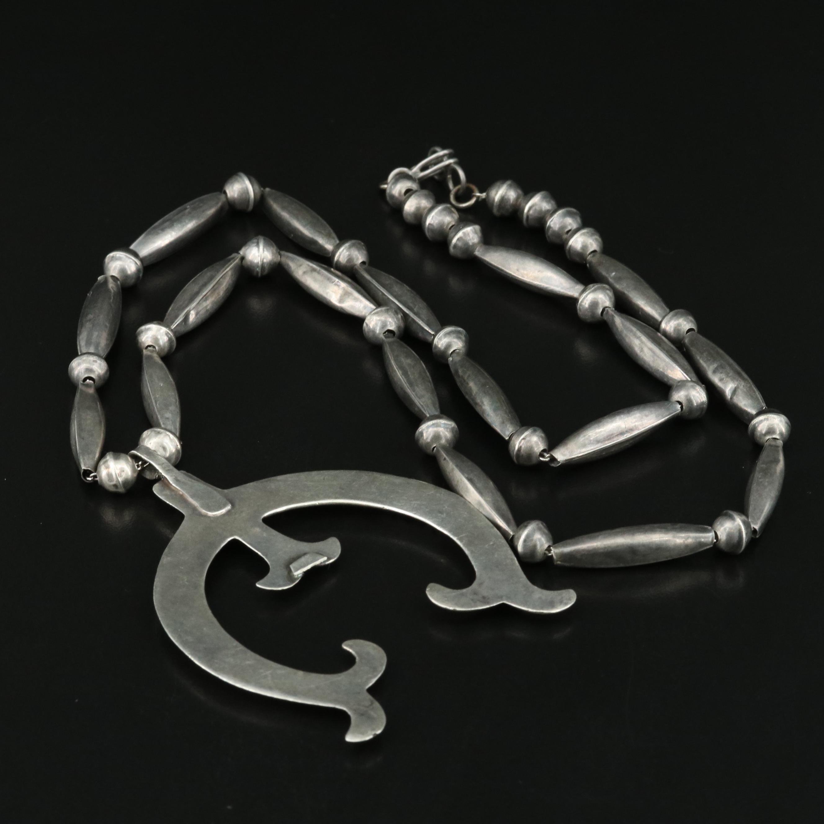 Vintage Southwestern Sterling Naja Necklace