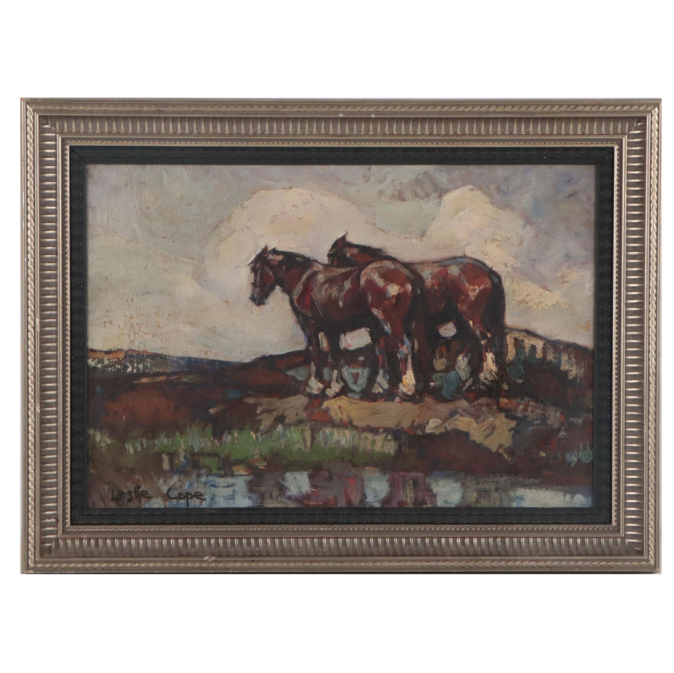 Leslie Cope Oil Painting of Horses