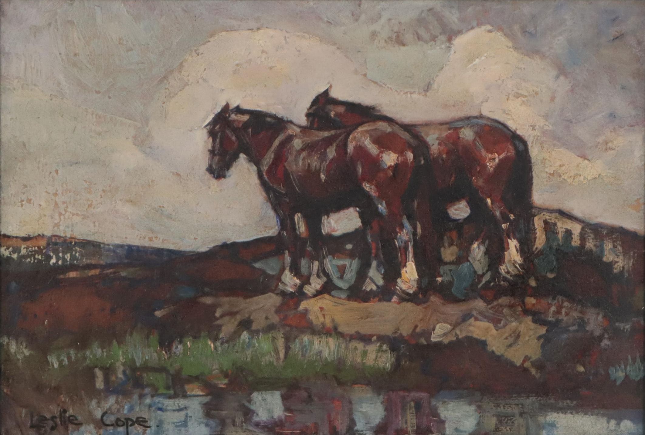 Leslie Cope Oil Painting of Horses