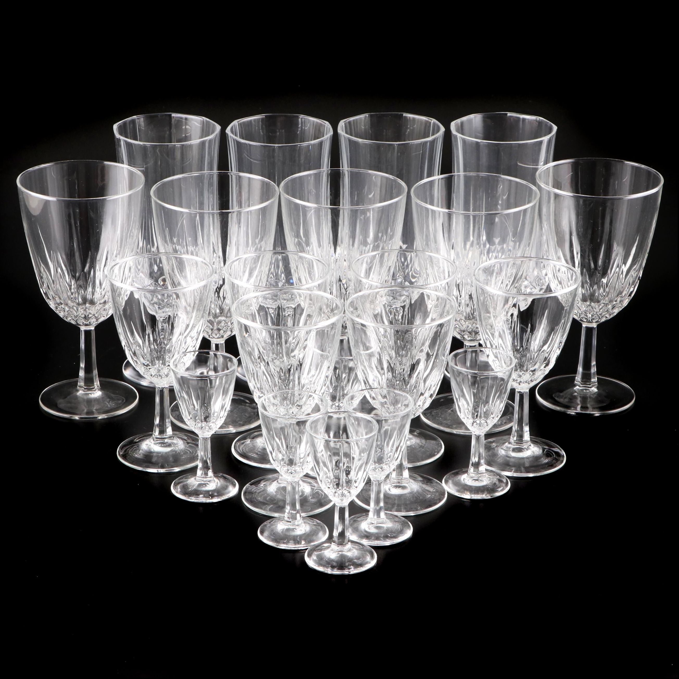 Cristal d'Arques-Durand "Diamant" and "Longchamp" Crystal Stemware