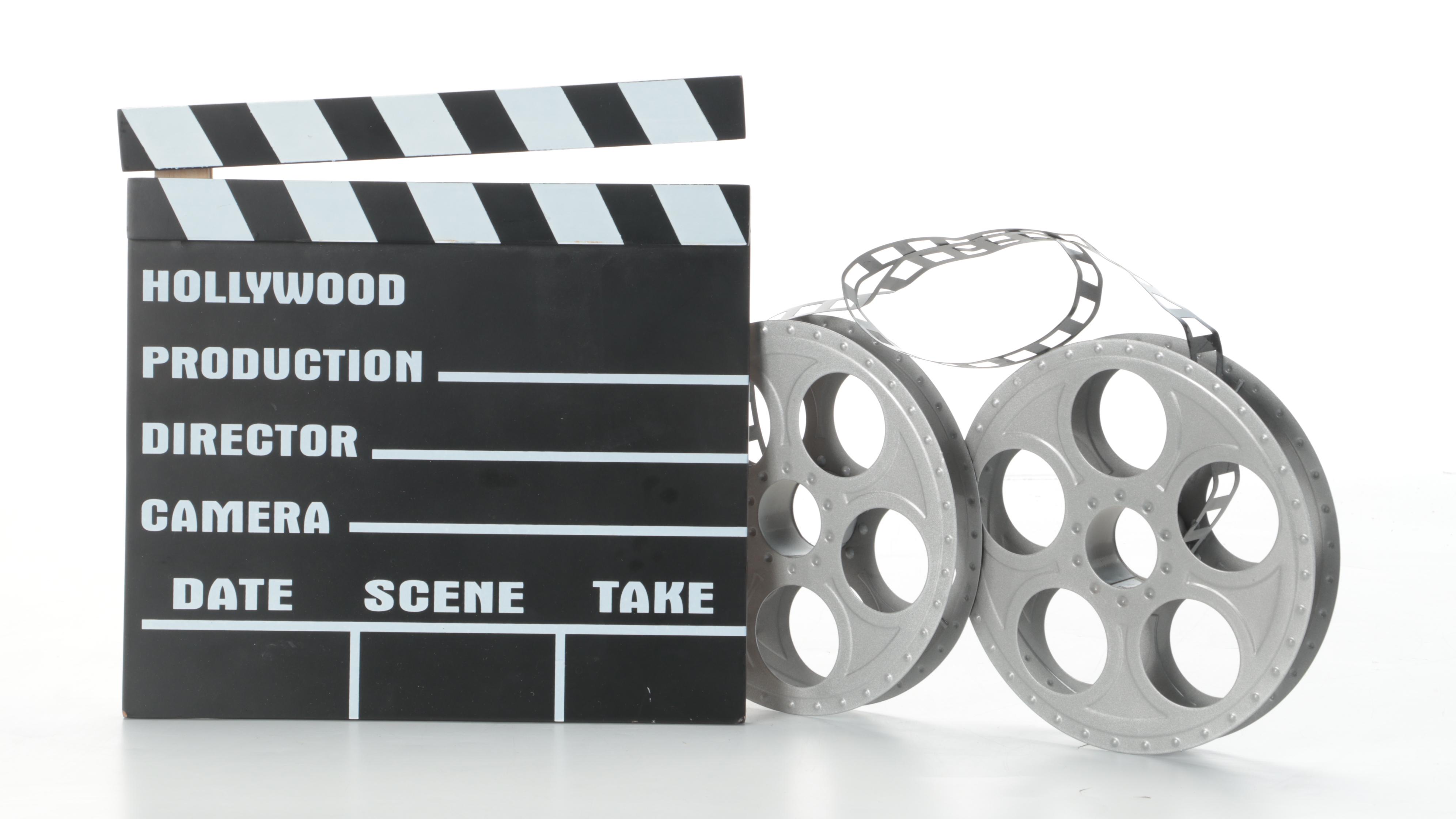 Movie Reels, Plastic Coca Cola Fridge with Popcorn and Clapperboard Props