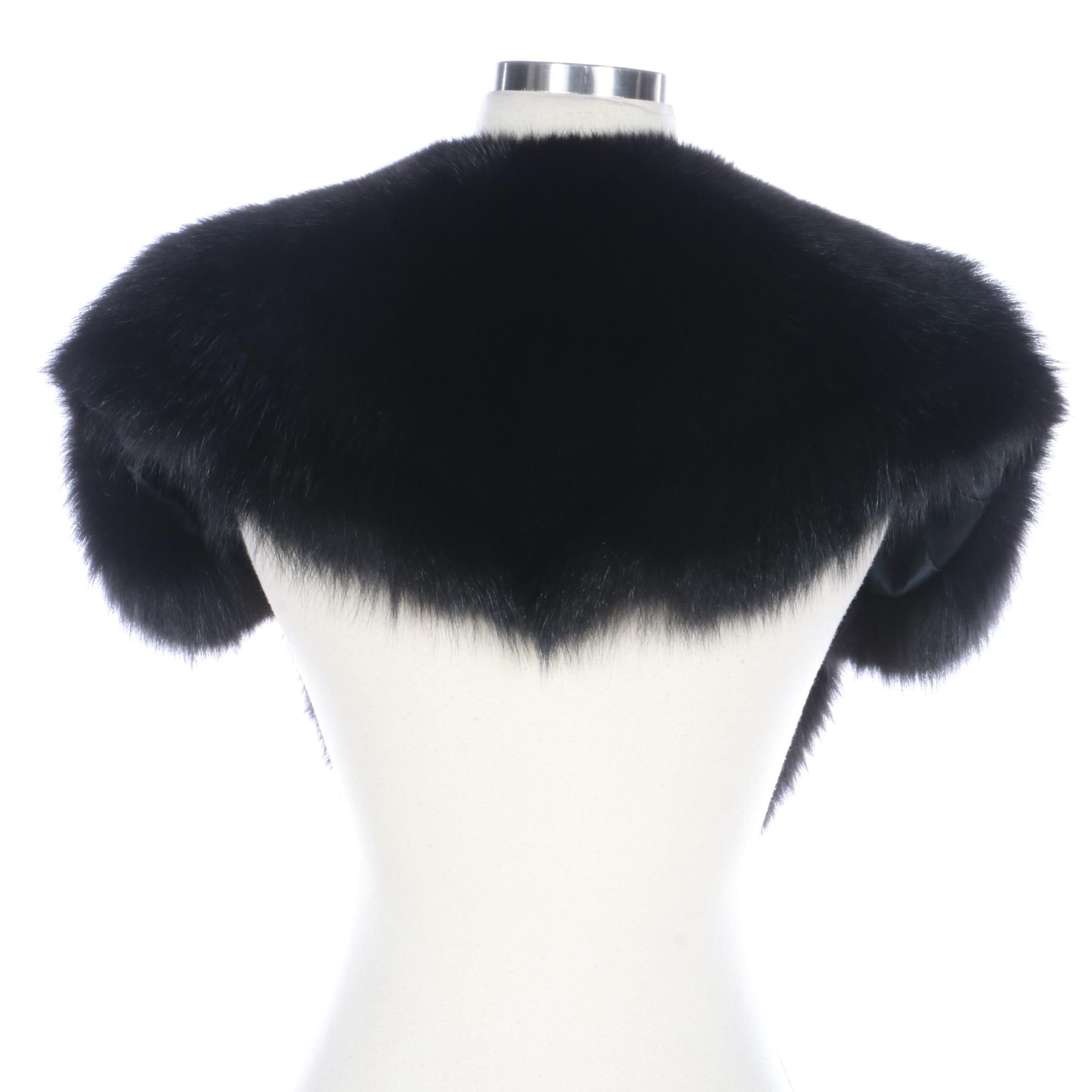 Saga Ranched Black Fox Fur Wrap Stole from Keun Hwa Fur