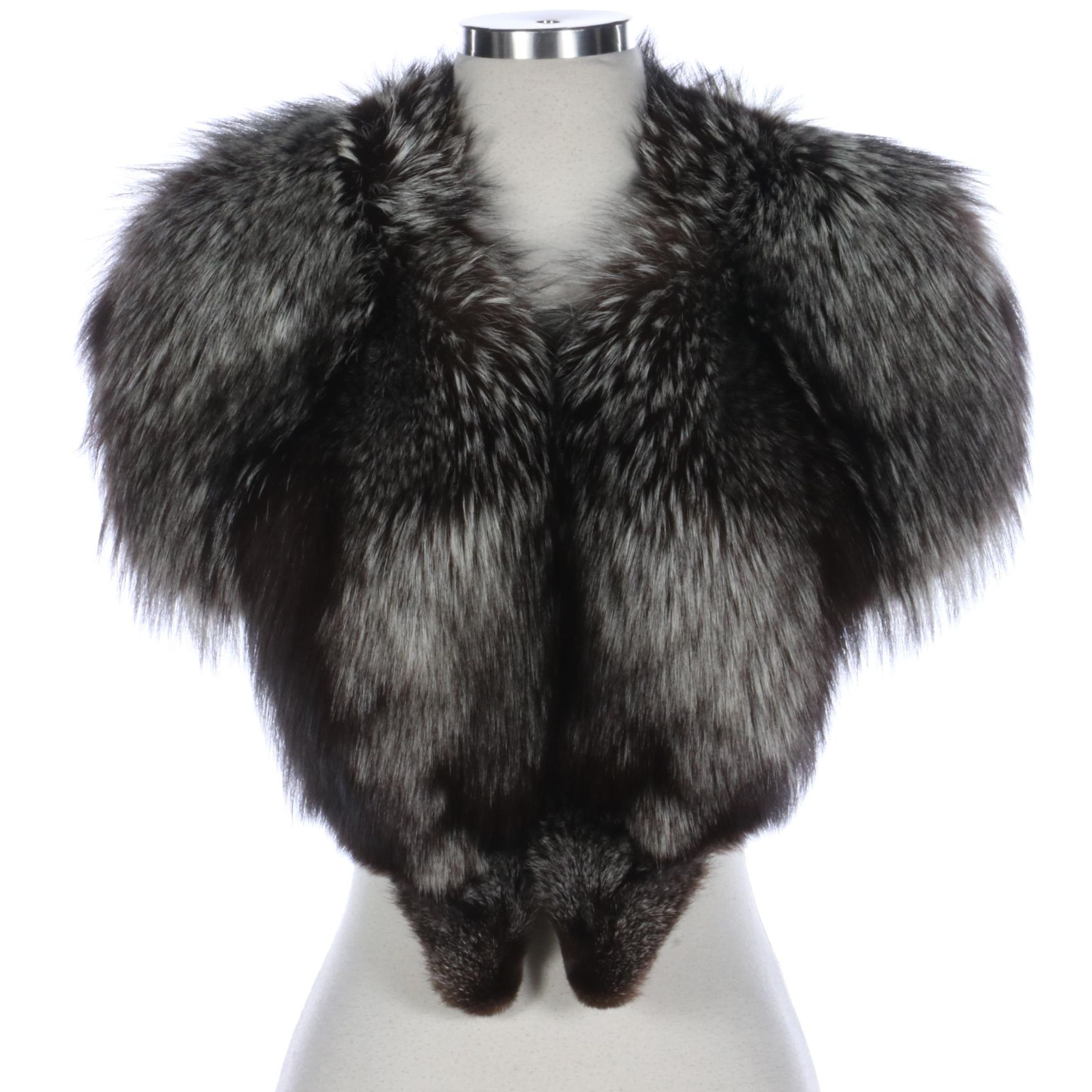 Ranched Silver Fox Fur Wrap Stole from Saga Furs