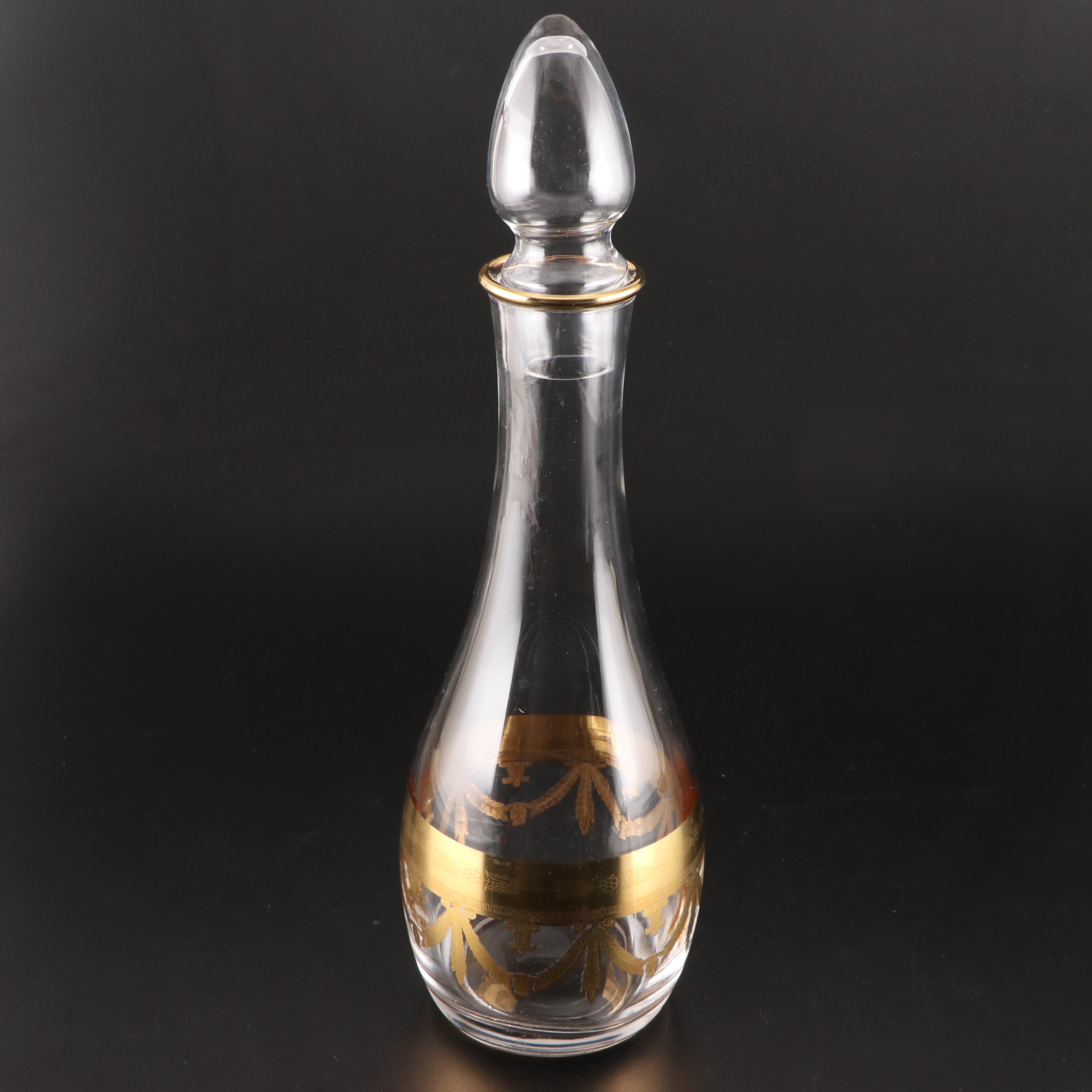 Fostoria "Coin Glass" Pitcher with Atlantis and Other Glass Decanters