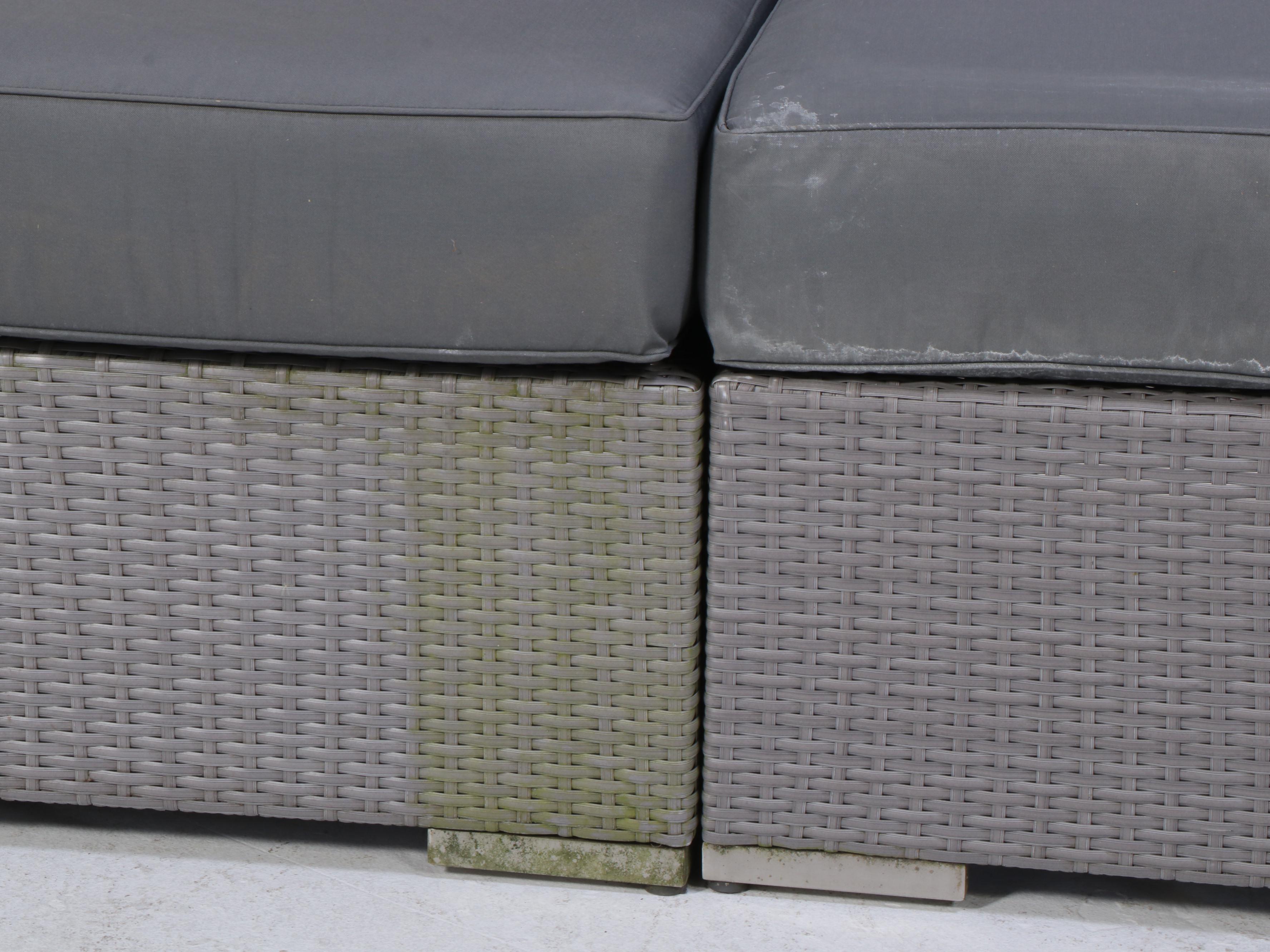 Ohana Depot Outdoor Wicker Patio Furniture With Turquoise and Grey Cushion Set