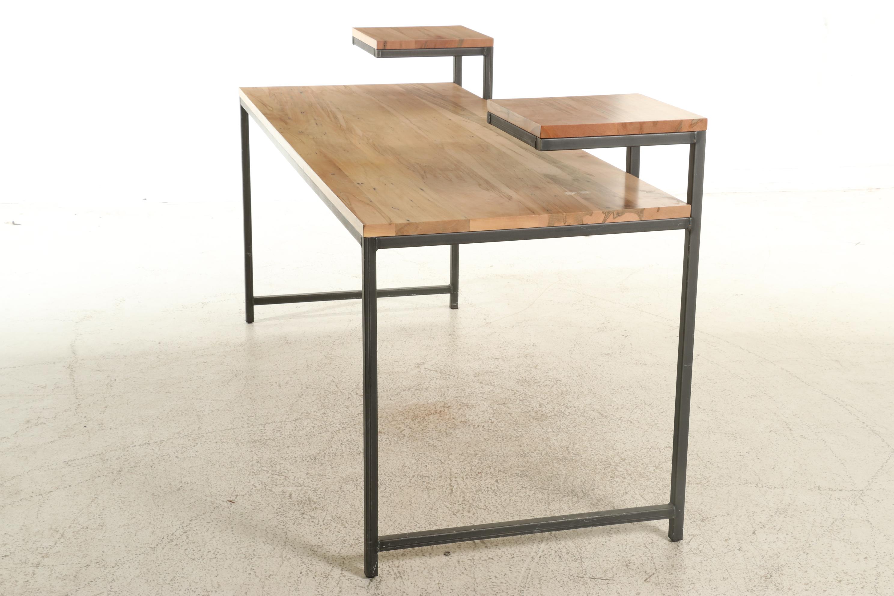 Modern Industrial Style Spalted Maple and Iron Desk