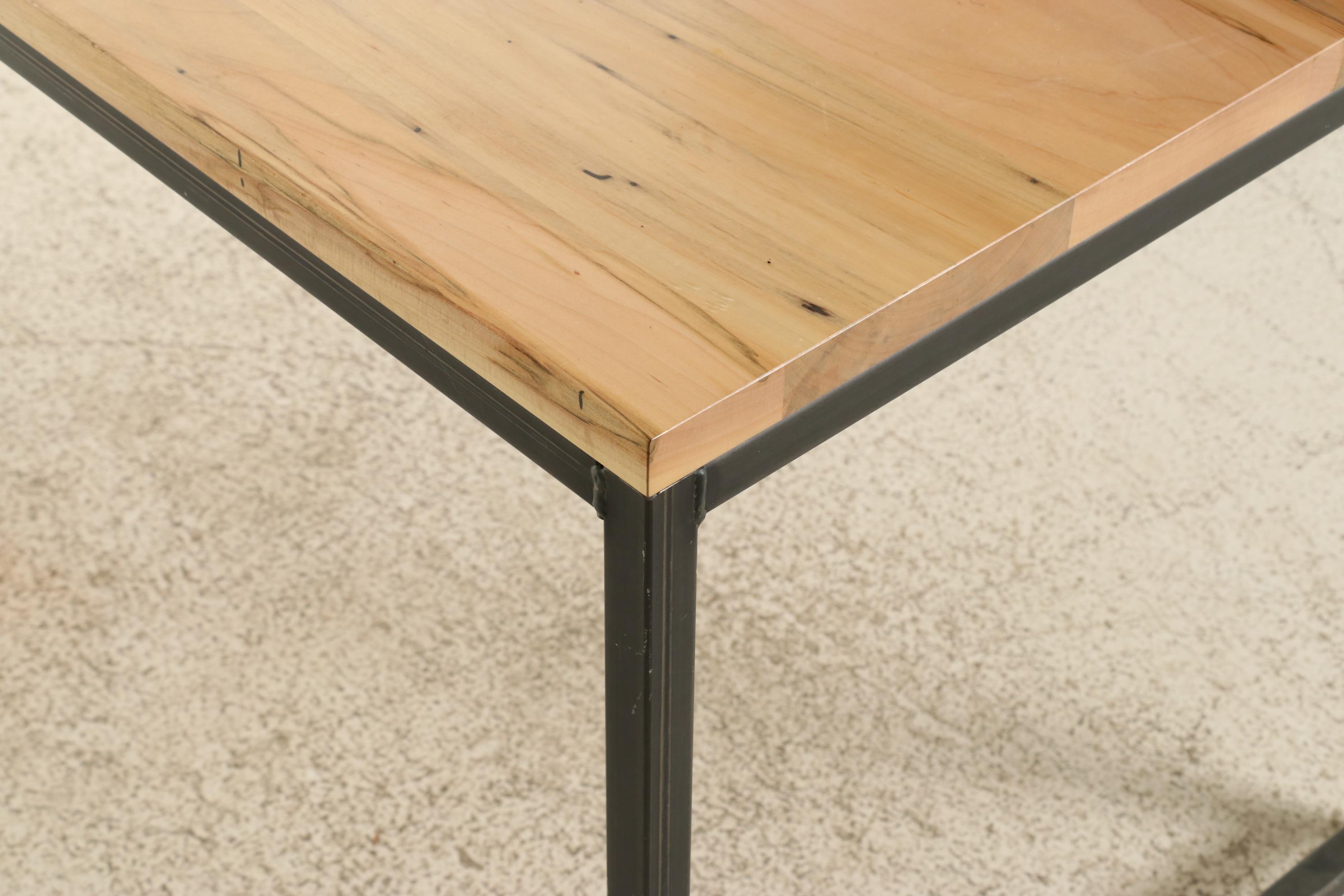 Modern Industrial Style Spalted Maple and Iron Desk