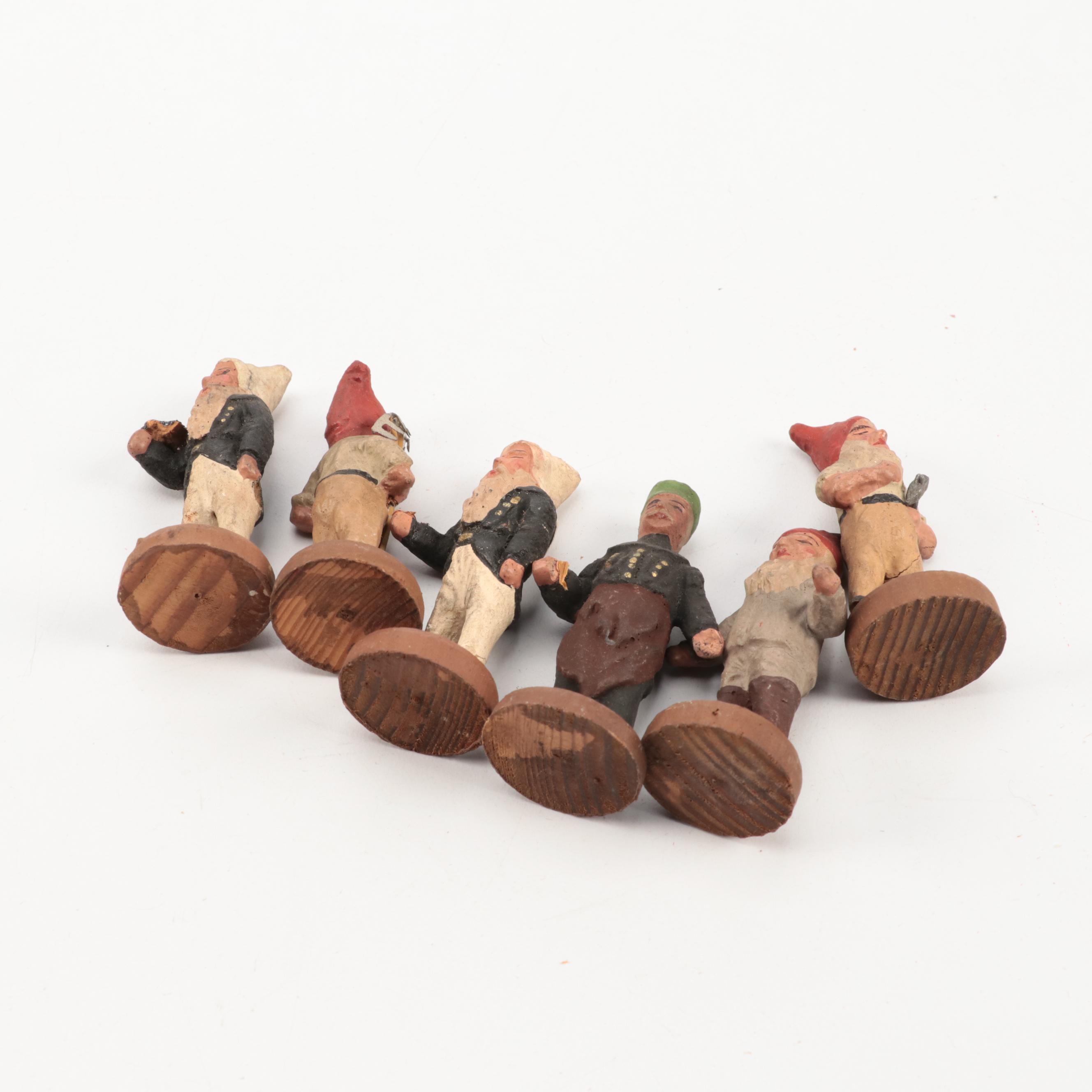 German Wooden Matchbox Miniature Toys with Gnomes, Early 20th Century