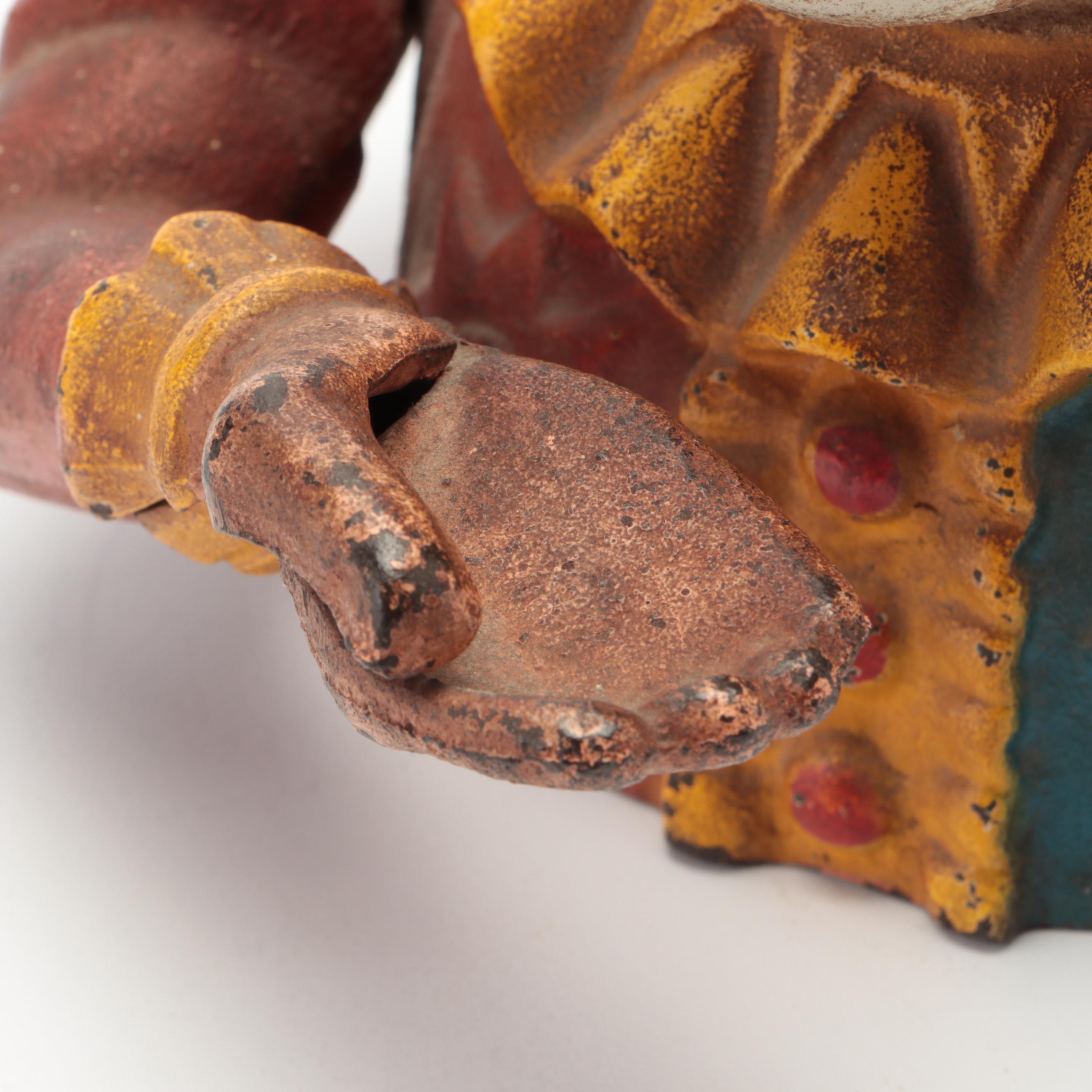 Reproduction Humpty Dumpty Clown Cast Iron Mechanical Coin Bank