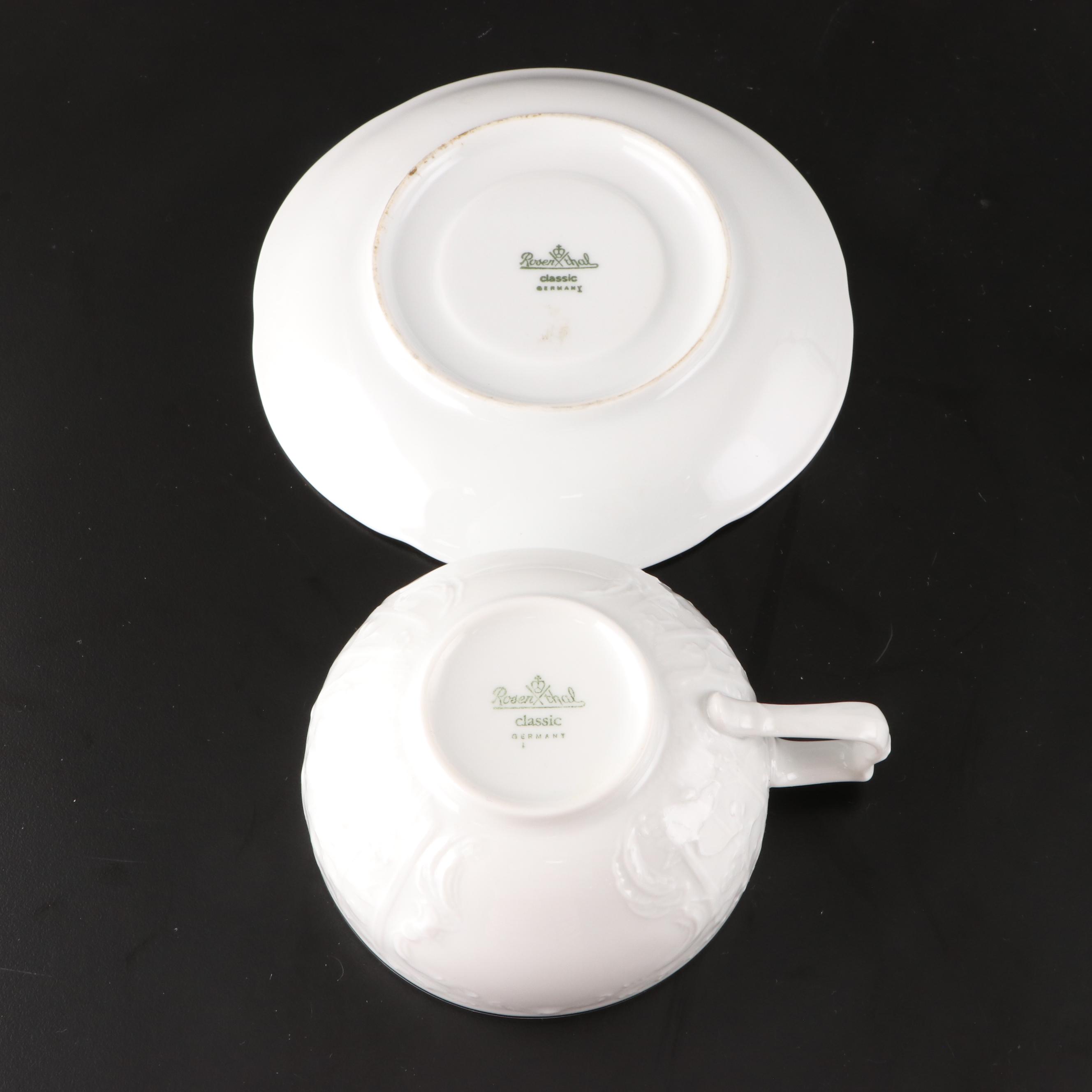 Rosenthal "Sanssouci White" Porcelain Cups and Saucers
