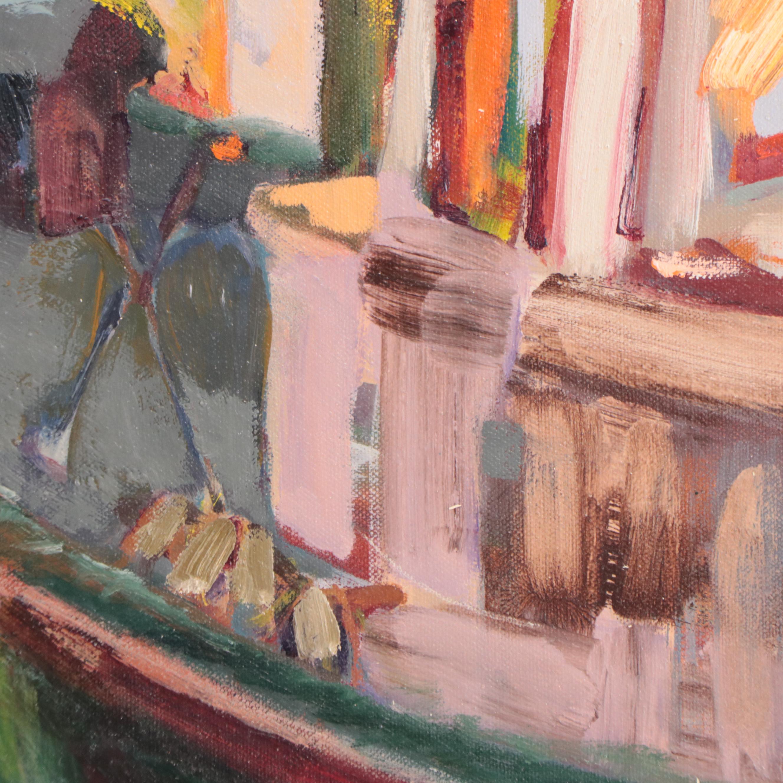 Gail "Gaia" Morrison Impressionist Style Harbor Scene Oil Painting